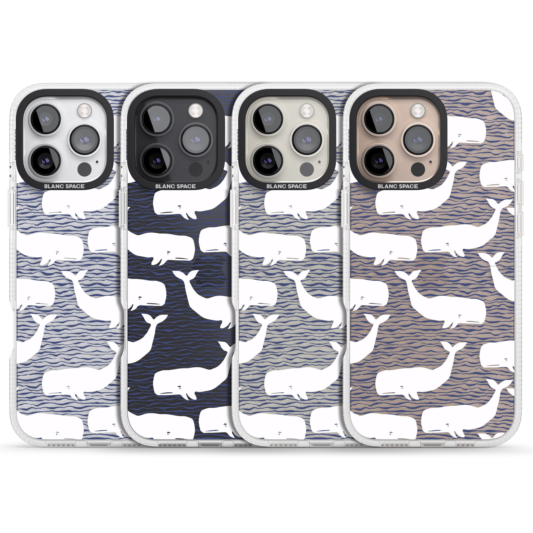 Cute Whales (Transparent) iPhone 16 Pro Max / 16 Pro Clear Case Impact Air - Blanc Space