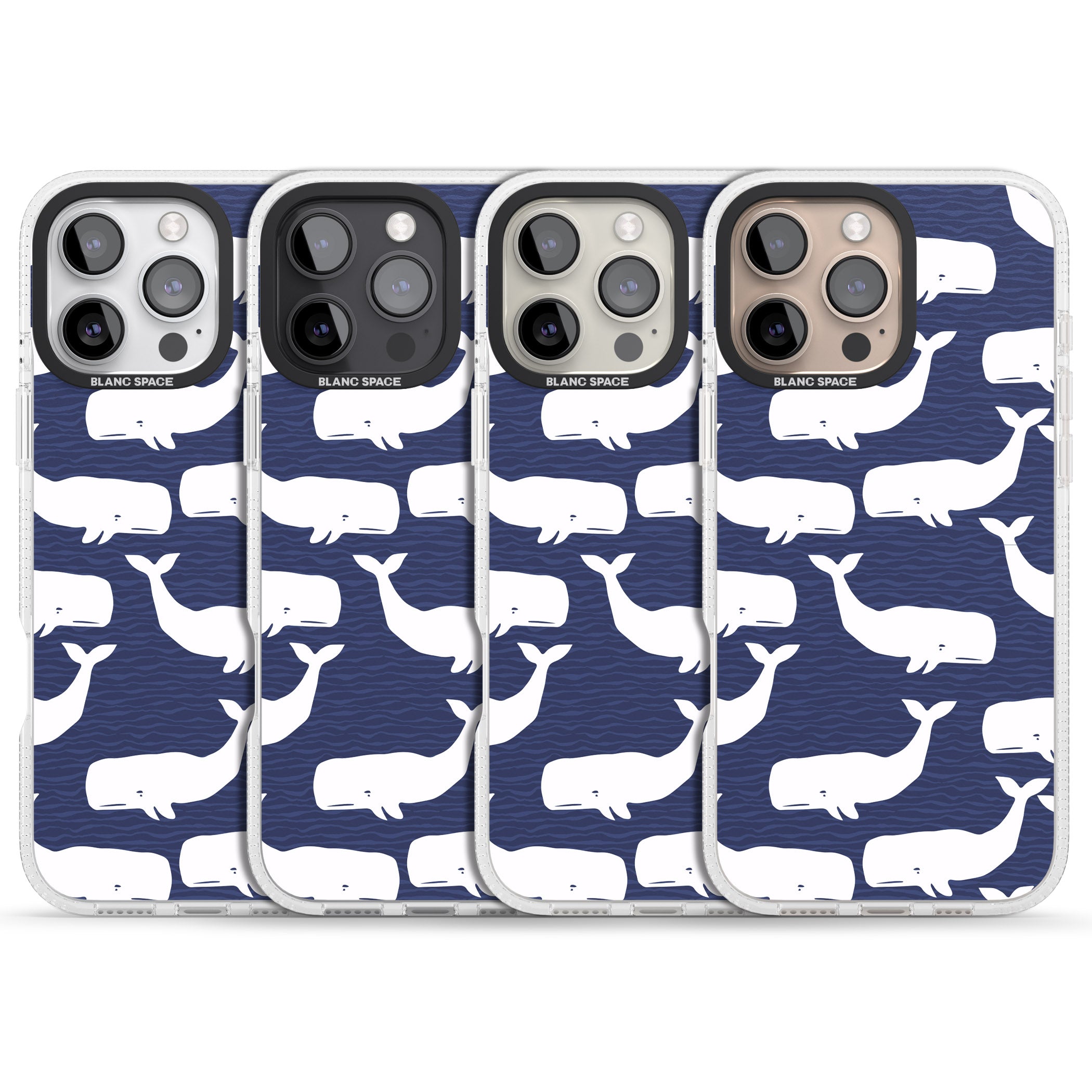 Cute Whales iPhone 16 Pro Max / 16 Pro Clear Case Impact Air - Blanc Space