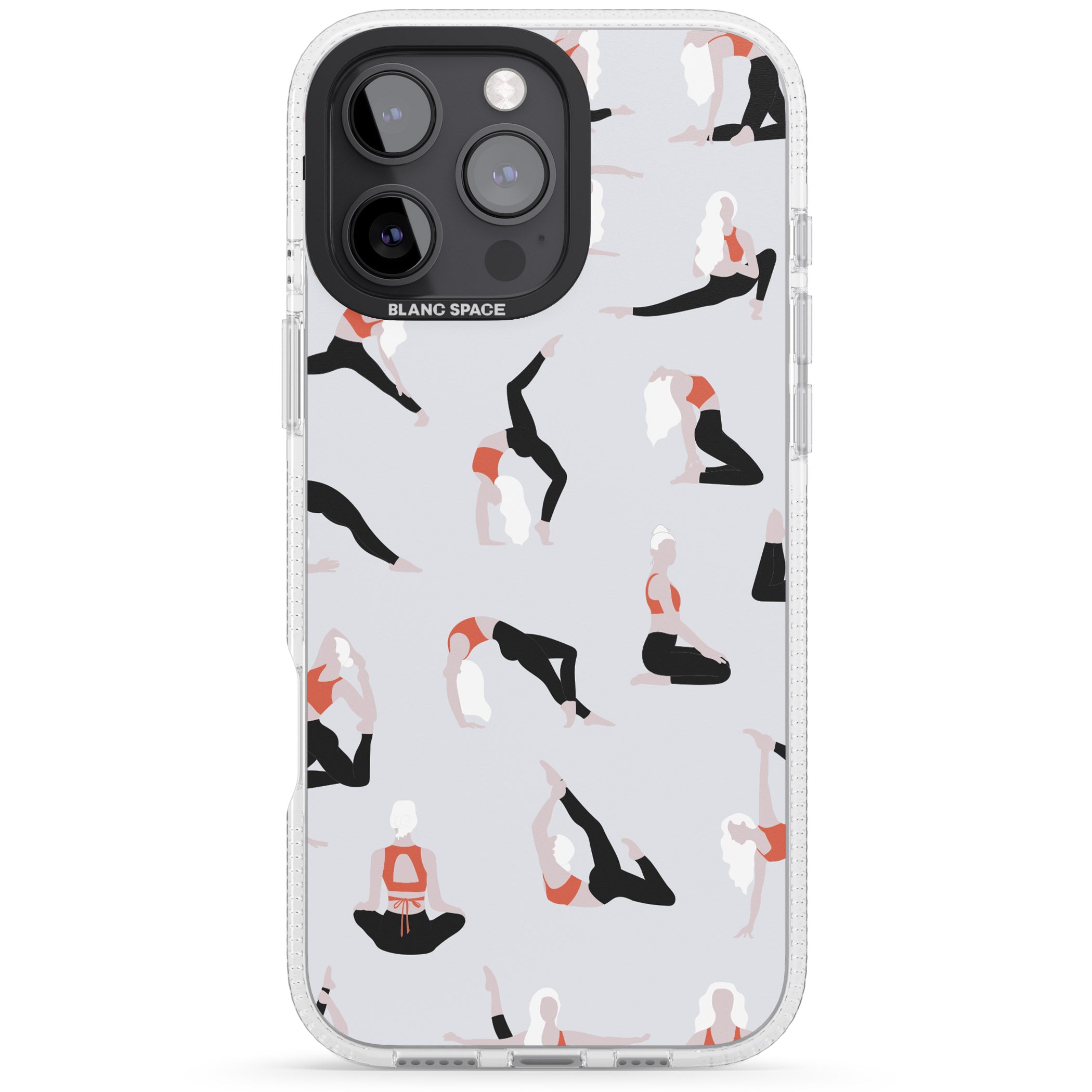 Yoga Poses iPhone 16 Pro Max / 16 Pro Clear Case Impact Air - Blanc Space
