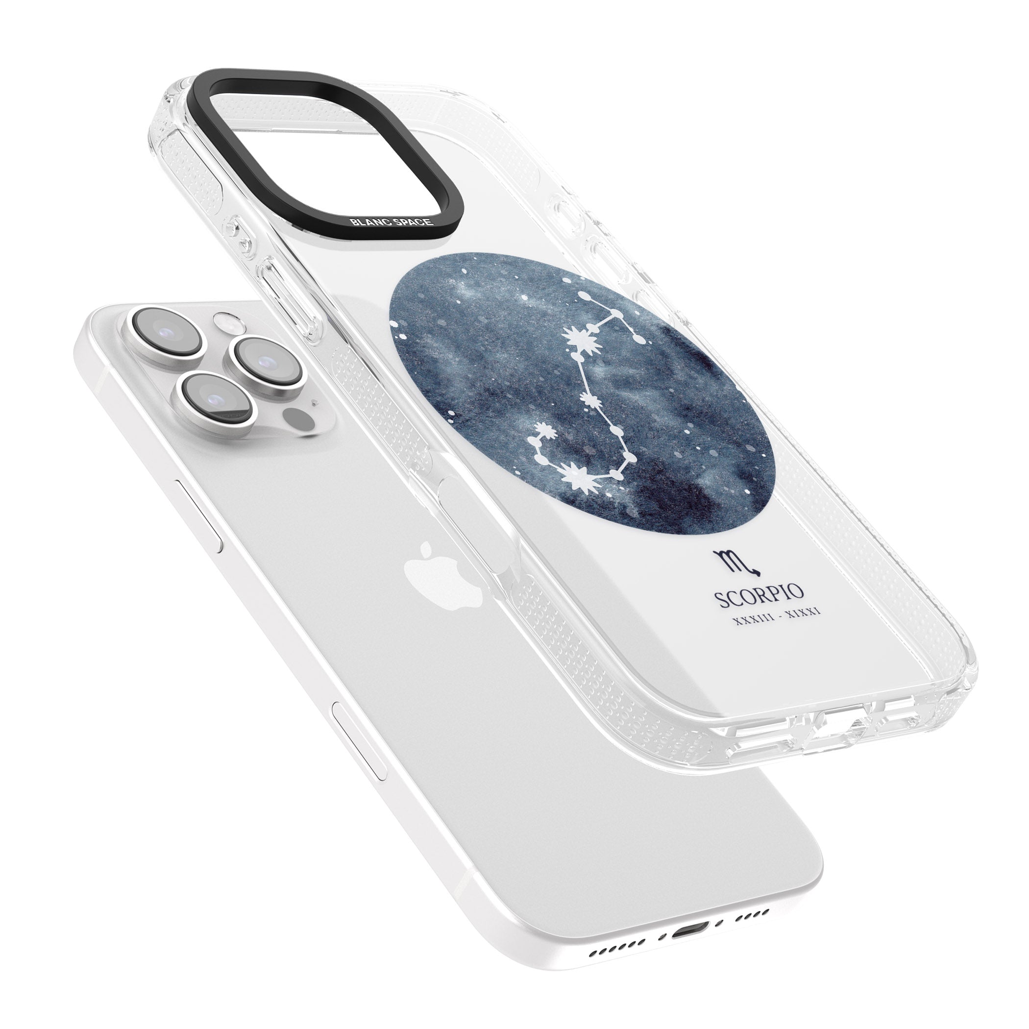 Scorpio Zodiac Transparent Design - Blue iPhone 16 Pro Max / 16 Pro Clear Case Impact Air - Blanc Space