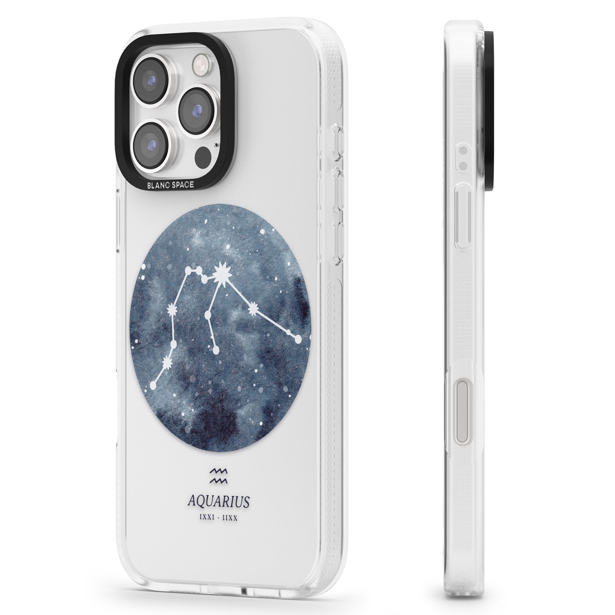 Aquarius Zodiac Transparent Design - Blue iPhone 16 Pro Max / 16 Pro Clear Case Impact Air - Blanc Space