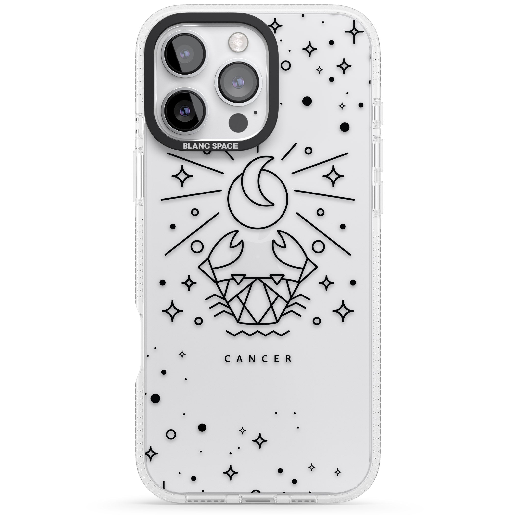 Cancer Emblem - Transparent Design iPhone 16 Pro Max / 16 Pro Clear Case Impact Air - Blanc Space