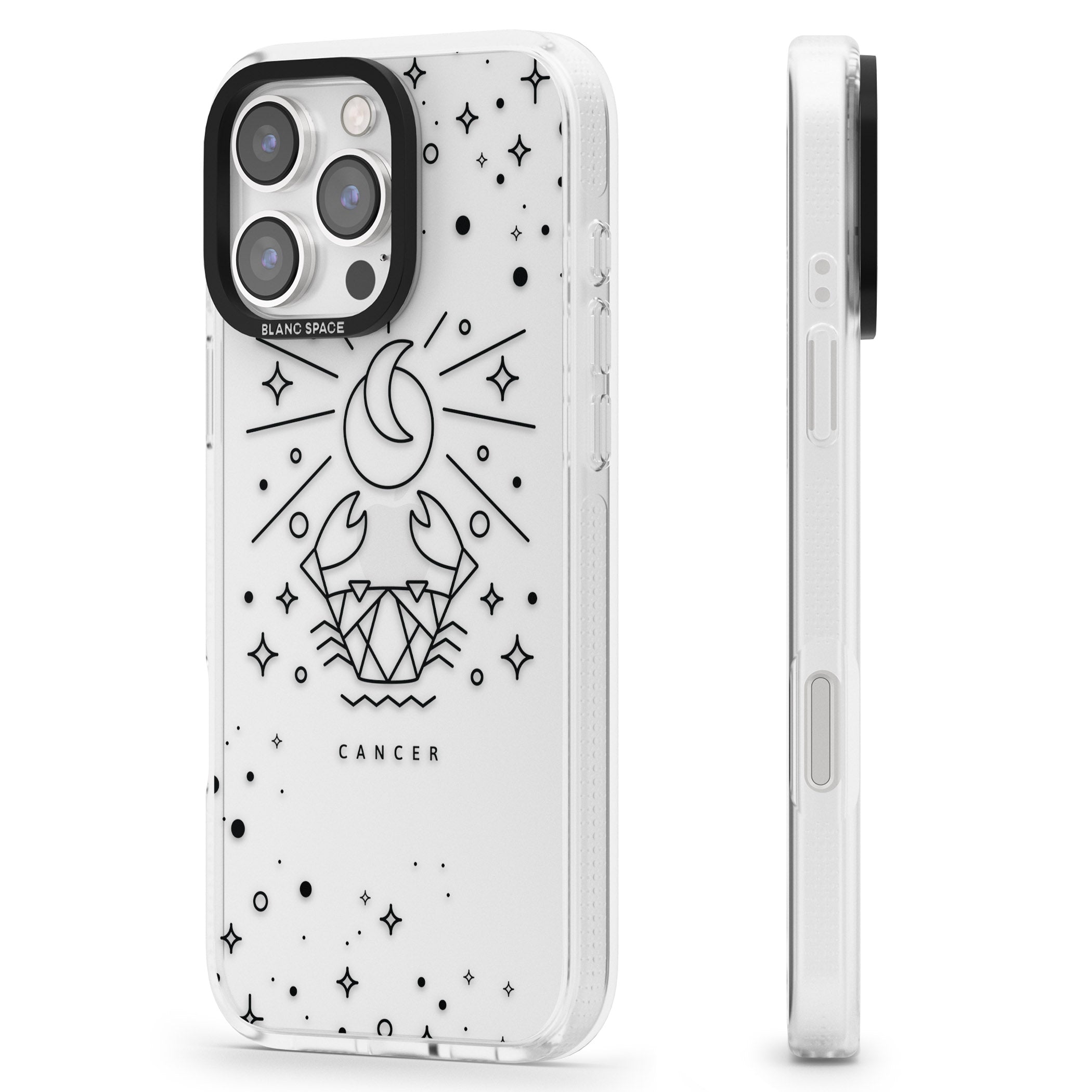 Cancer Emblem - Transparent Design iPhone 16 Pro Max / 16 Pro Clear Case Impact Air - Blanc Space