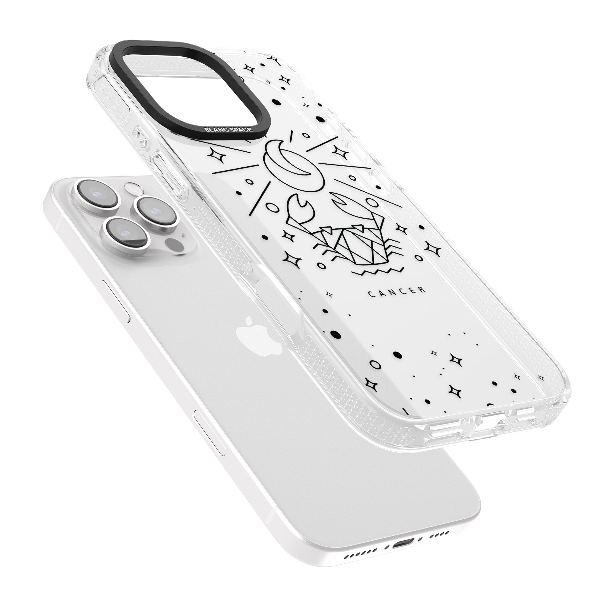 Cancer Emblem - Transparent Design iPhone 16 Pro Max / 16 Pro Clear Case Impact Air - Blanc Space