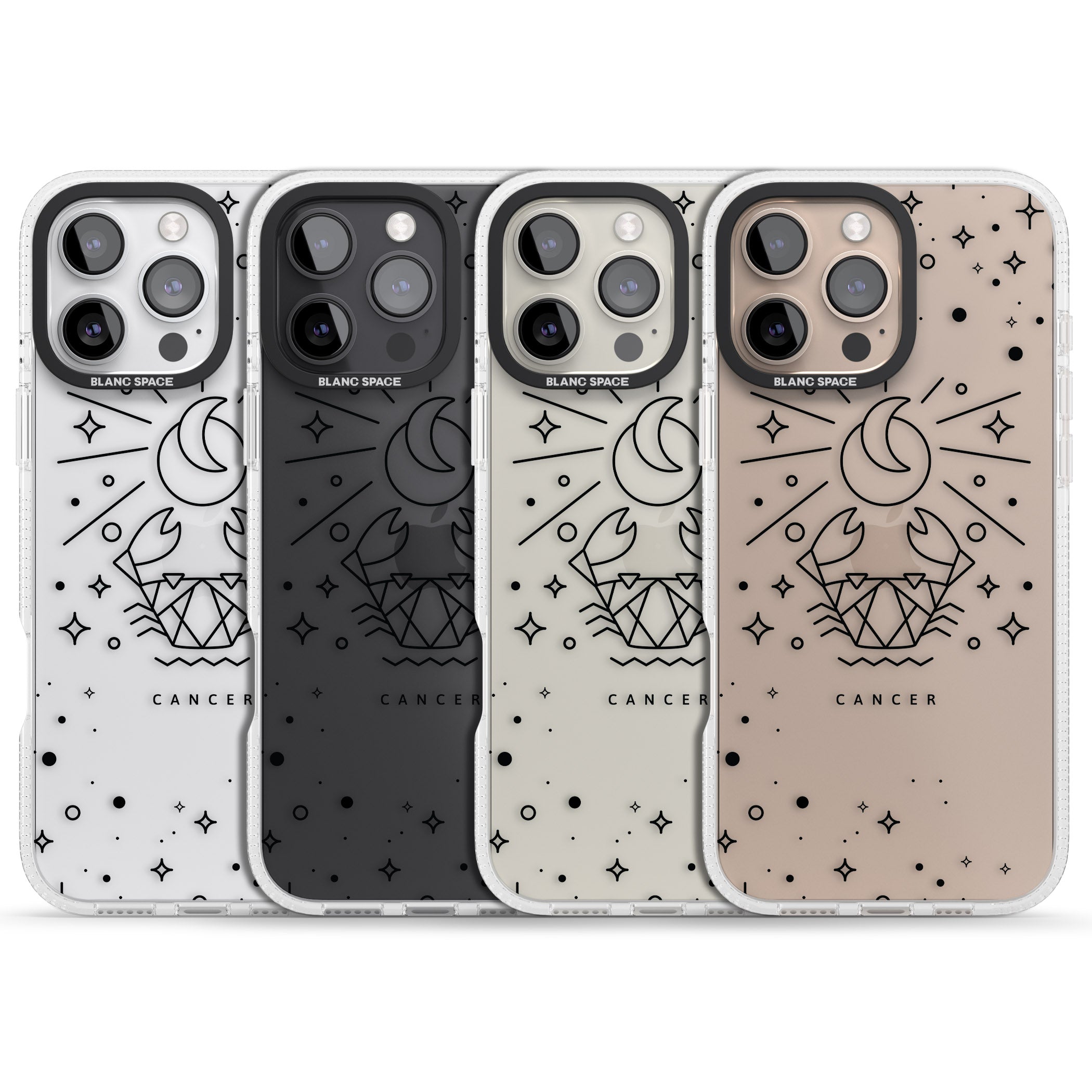 Cancer Emblem - Transparent Design iPhone 16 Pro Max / 16 Pro Clear Case Impact Air - Blanc Space