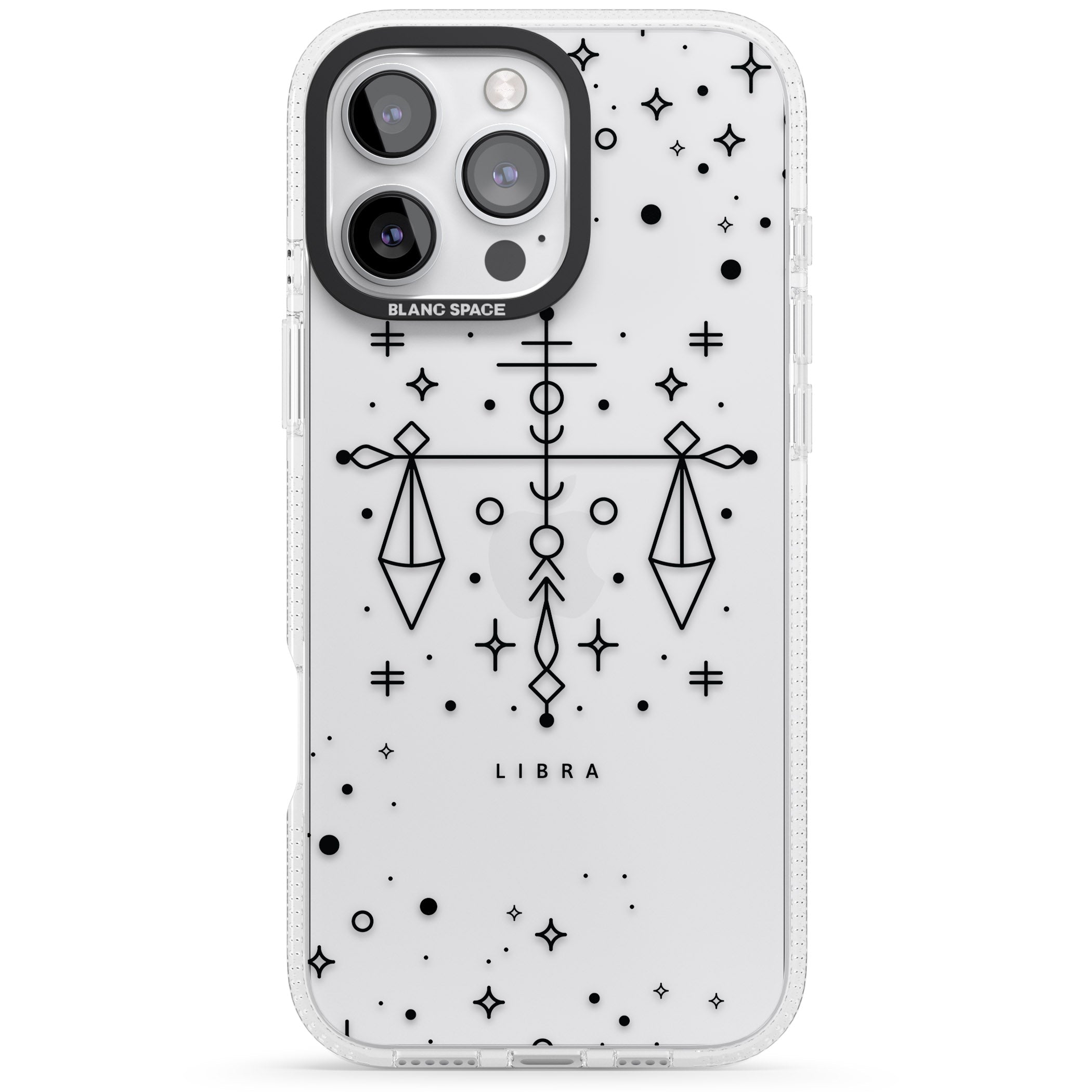 Libra Emblem - Transparent Design iPhone 16 Pro Max / 16 Pro Clear Case Impact Air - Blanc Space