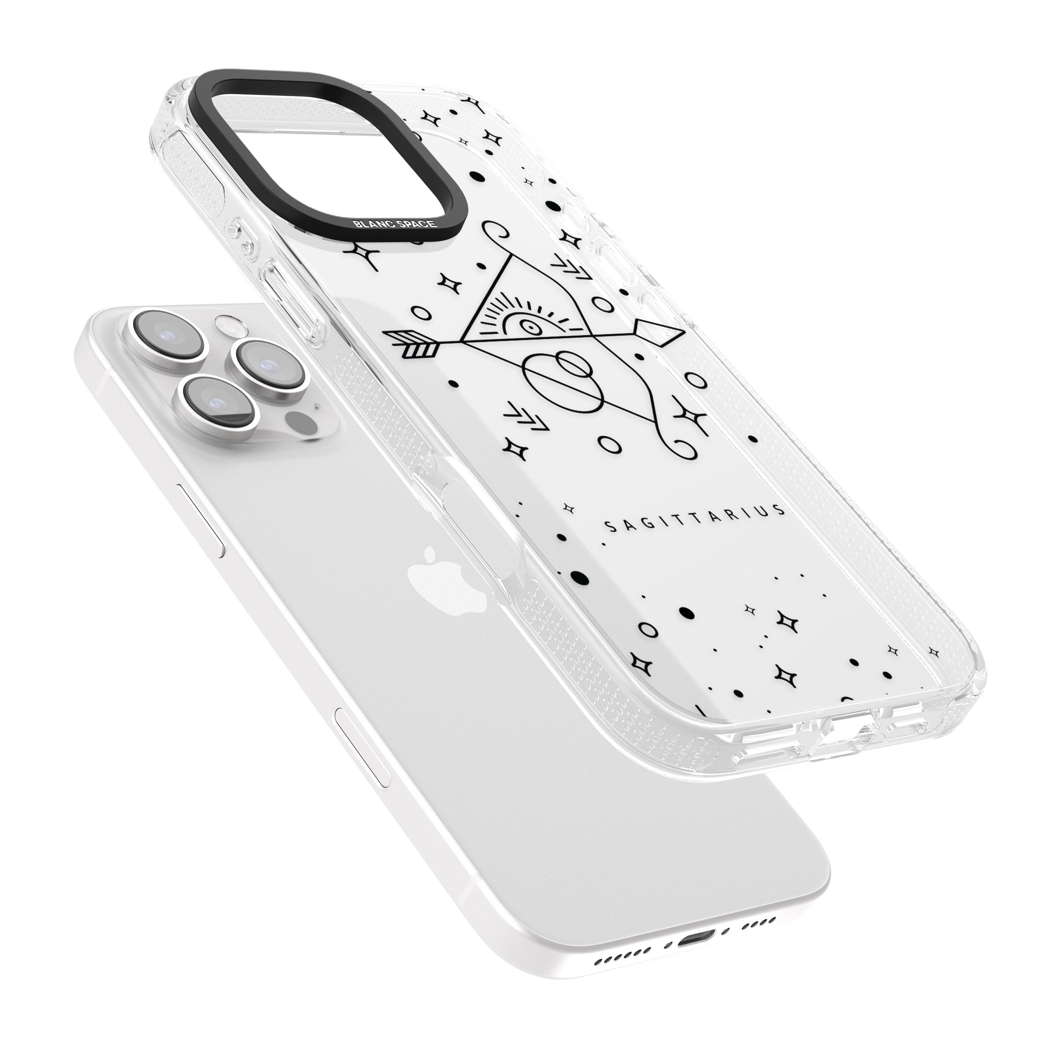 Sagittarius Emblem - Transparent Design iPhone 16 Pro Max / 16 Pro Clear Case Impact Air - Blanc Space