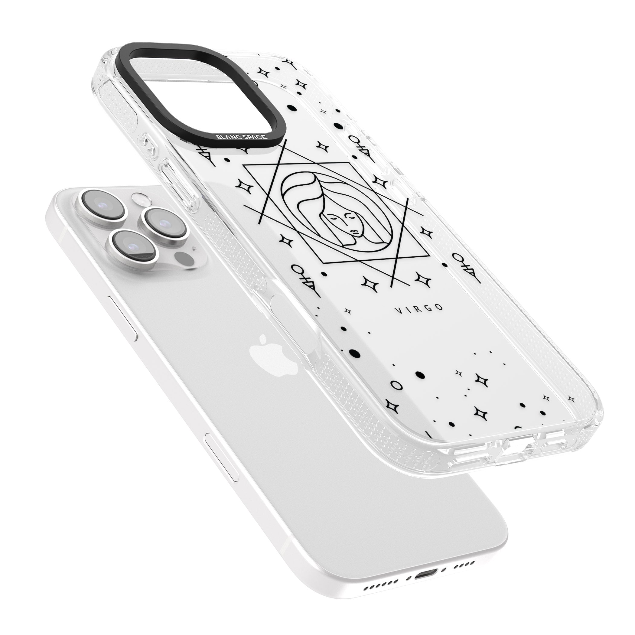 Virgo Emblem - Transparent Design iPhone 16 Pro Max / 16 Pro Clear Case Impact Air - Blanc Space
