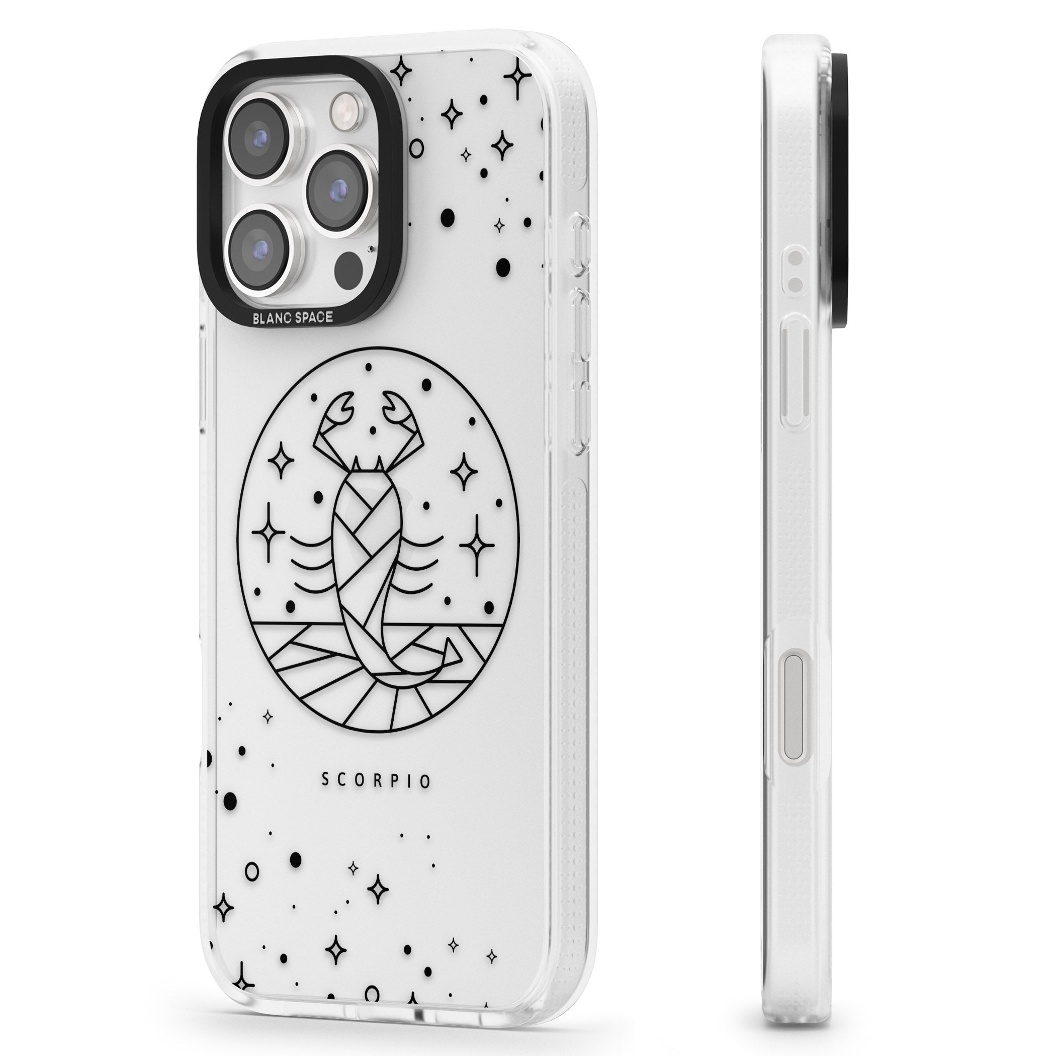 Scorpio Emblem - Transparent Design iPhone 16 Pro Max / 16 Pro Clear Case Impact Air - Blanc Space