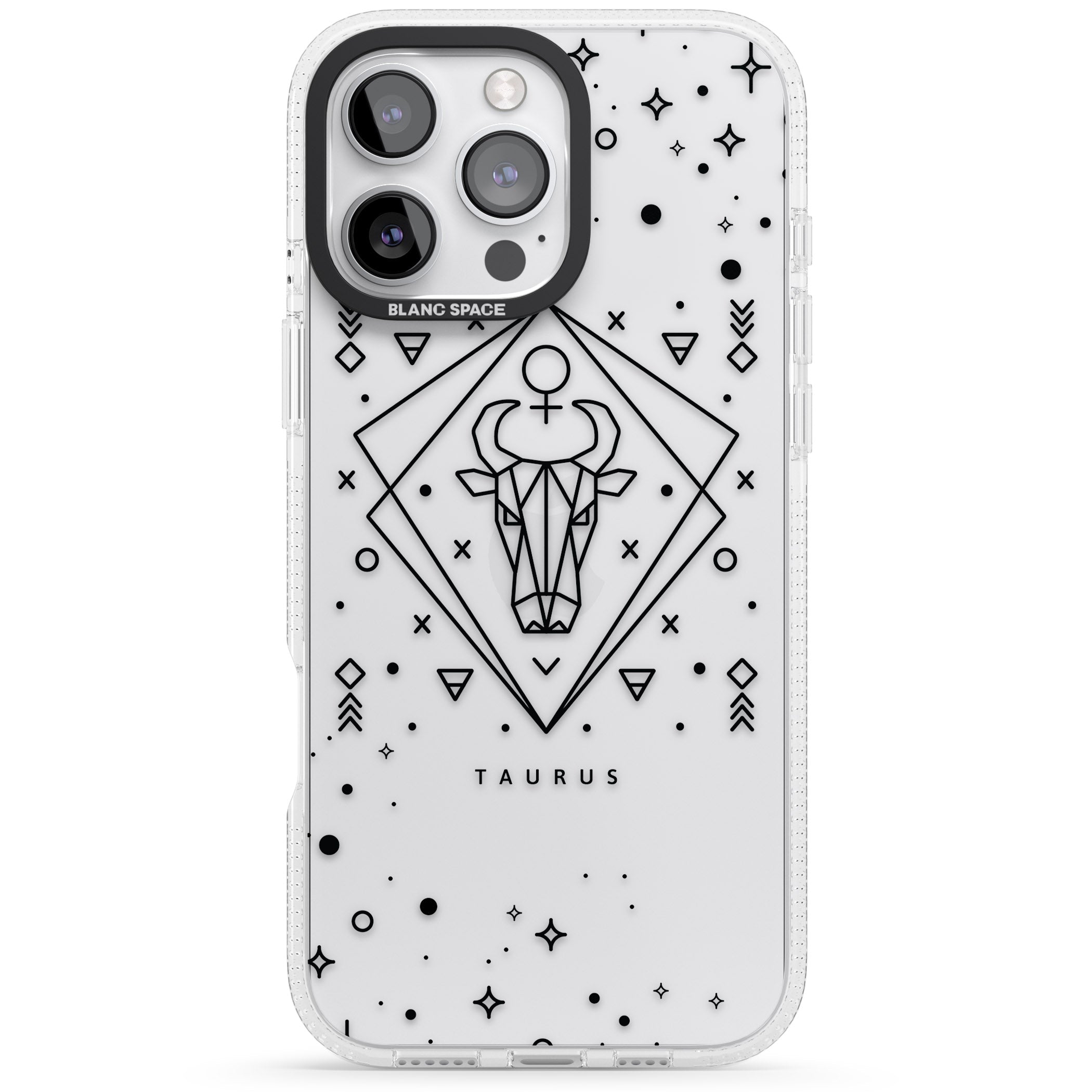 Taurus Emblem - Transparent Design iPhone 16 Pro Max / 16 Pro Clear Case Impact Air - Blanc Space