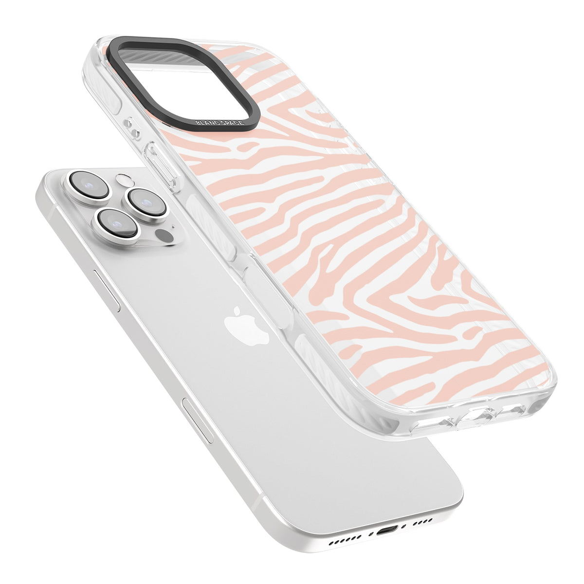 Horizontal Zebra Stripes Transparent Animal Print iPhone 16 Pro / iPhone 16 Pro Max Impact Clear Phone Case angled