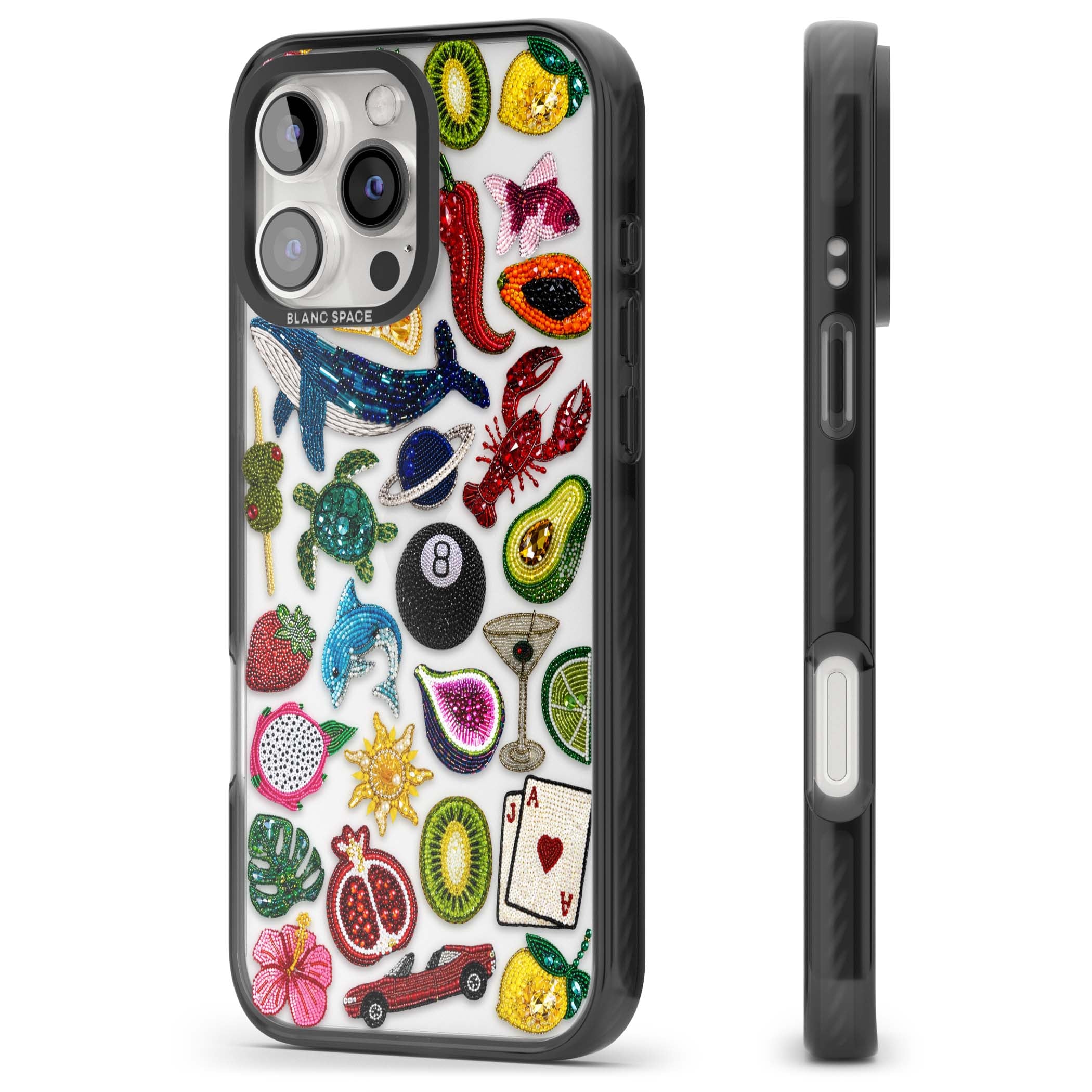 Beaded Mix cute iPhone case | Black Impact case for iPhone 16 Pro, iPhone 16 Pro Max
