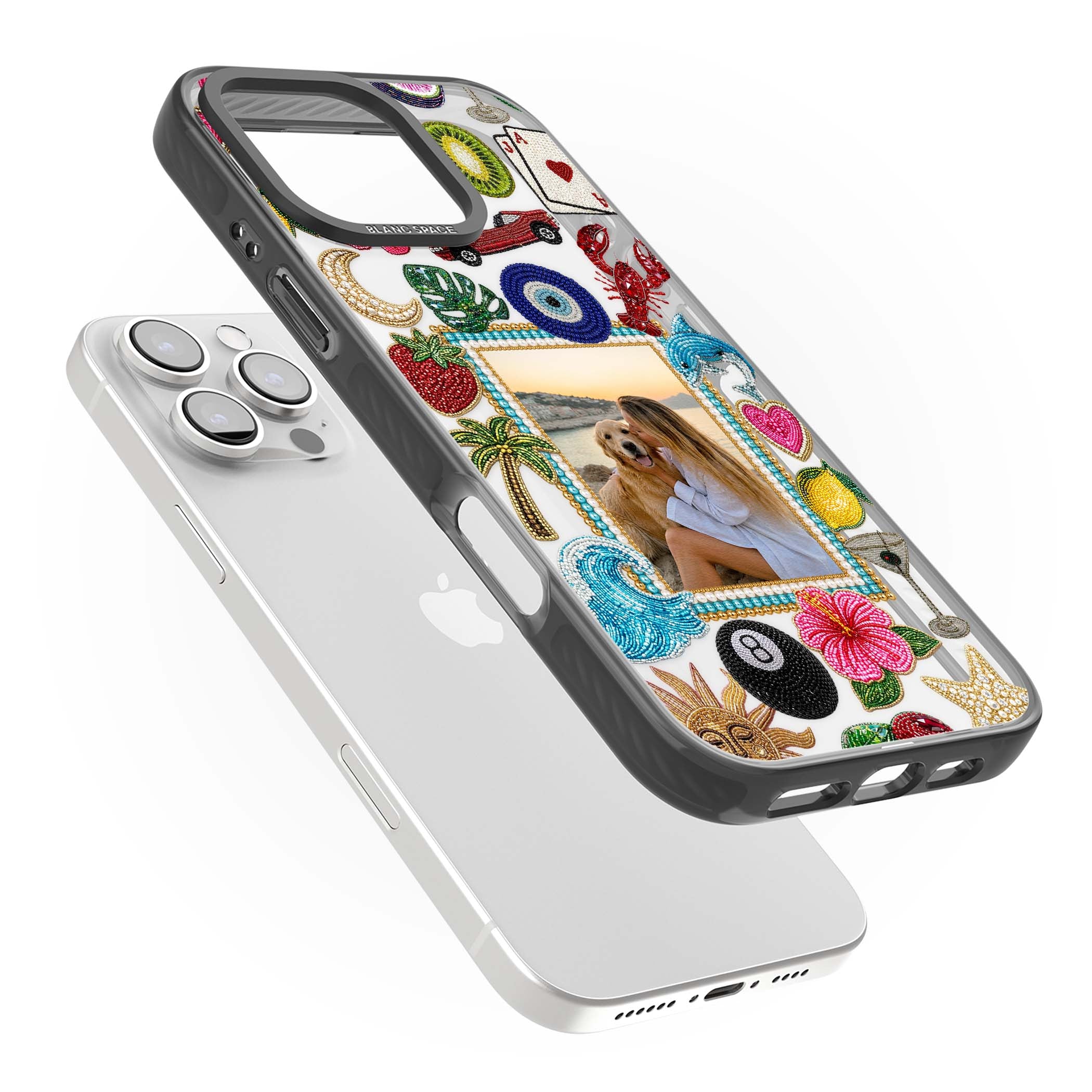 Beaded Photo coastal iPhone case | Black Impact case for iPhone 16 Pro, iPhone 16 Pro Max