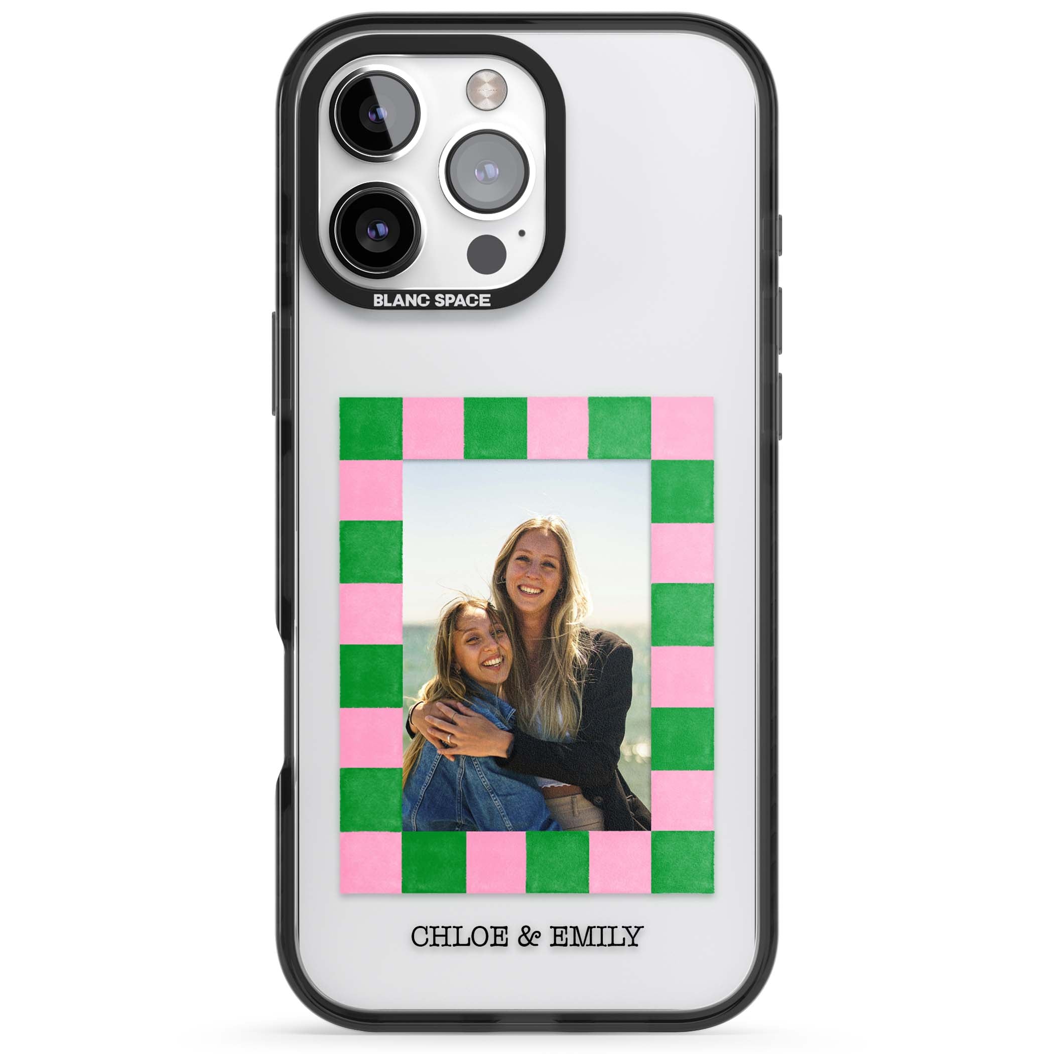 Riviera Check Photo cute iPhone case | Black Impact case for iPhone 16 Pro, iPhone 16 Pro Max