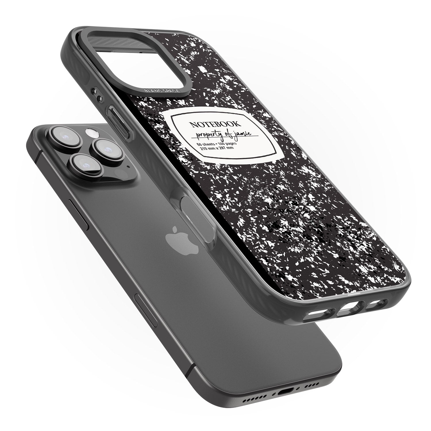 iPhone 16 Pro Max Personalised Notebook Cover Black Impact Phone Case