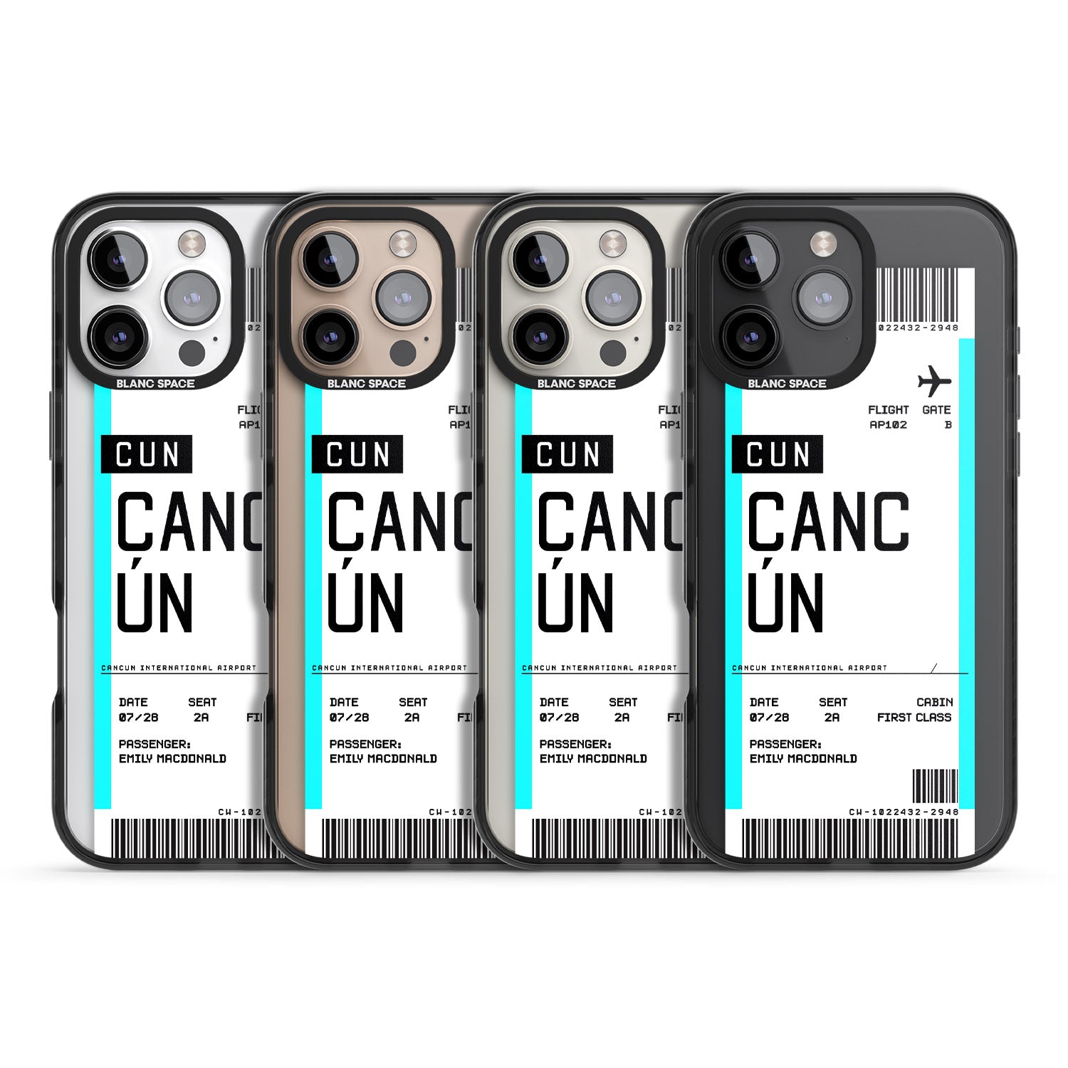 iPhone 16 Pro Max Personalised Cancún Boarding Pass Black Impact Phone Case