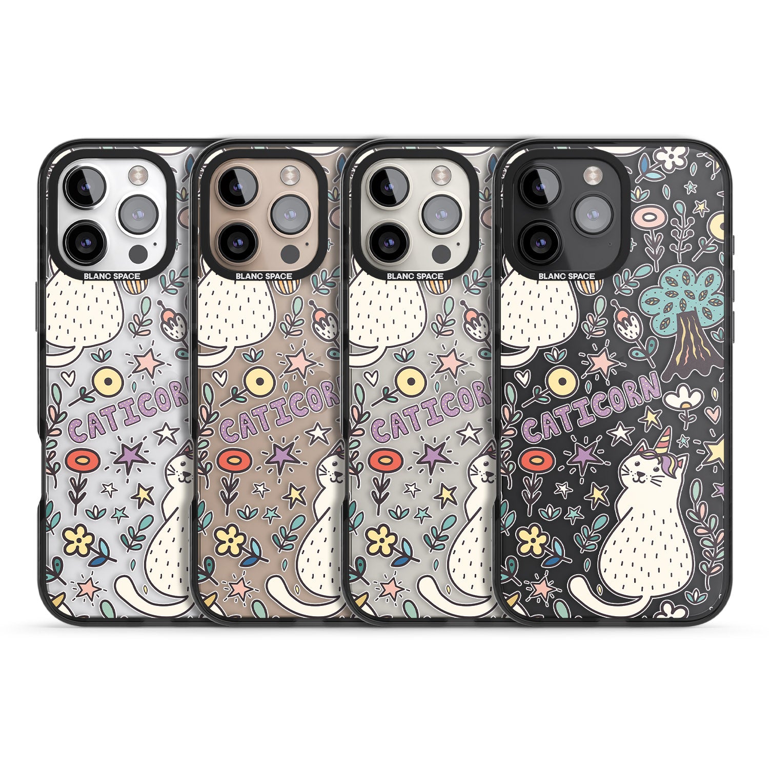 iPhone 16 Pro Max Caticorn pattern Black Impact Phone Case