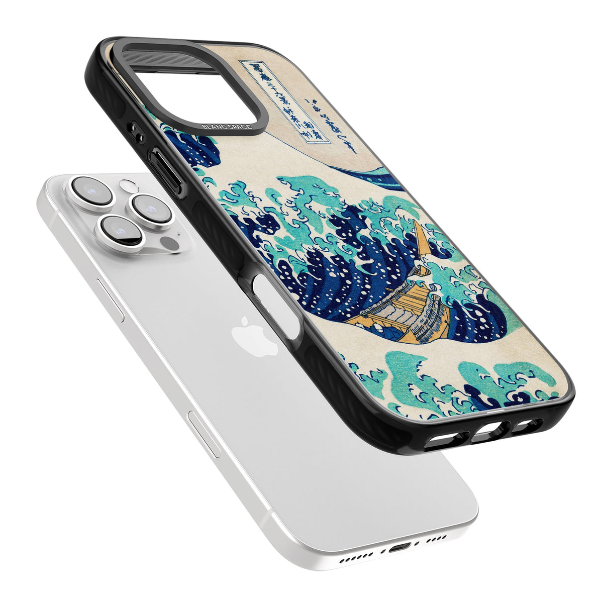The Great Wave By Katsushika Hokusai iPhone 16 Pro / iPhone 16 Pro Max Impact Black Phone Case angled