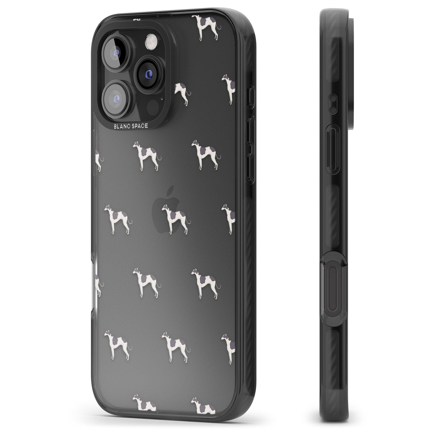 iPhone 16 Pro Max Greyhound Dog Pattern Clear Black Impact Phone Case