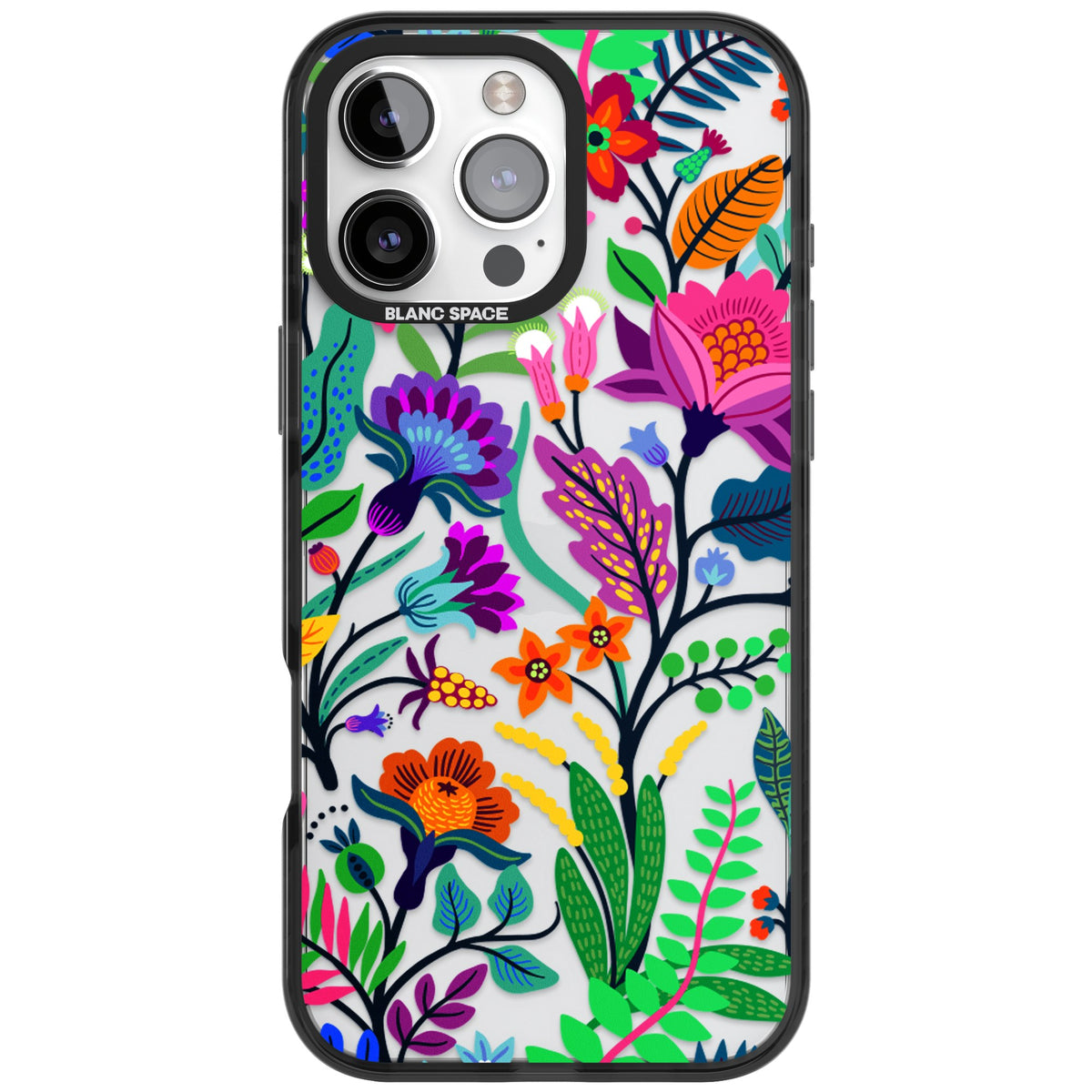 Floral Vibe iPhone 16 Pro Max Impact Black Phone Case front