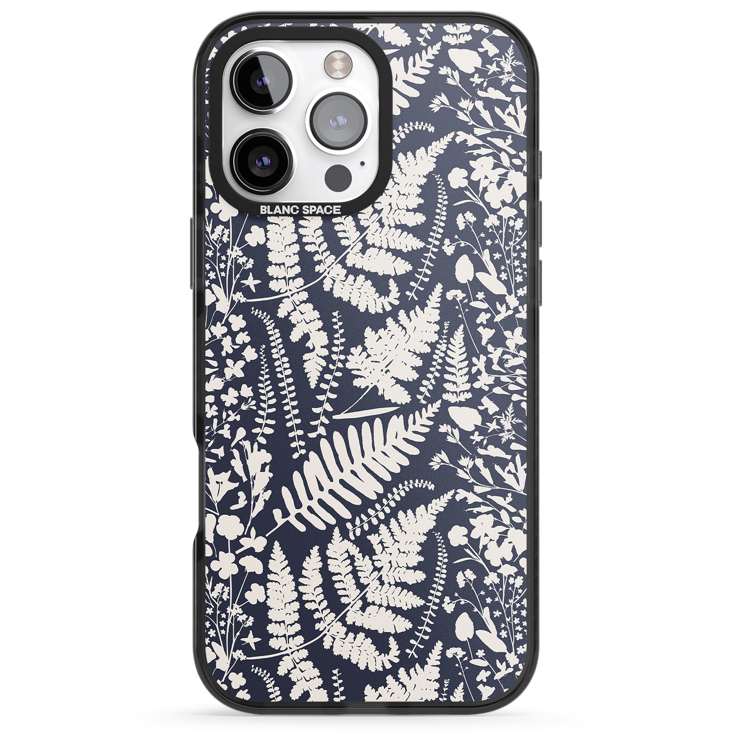 iPhone 16 Pro Max Wildflowers and Ferns on Navy Black Impact Phone Case