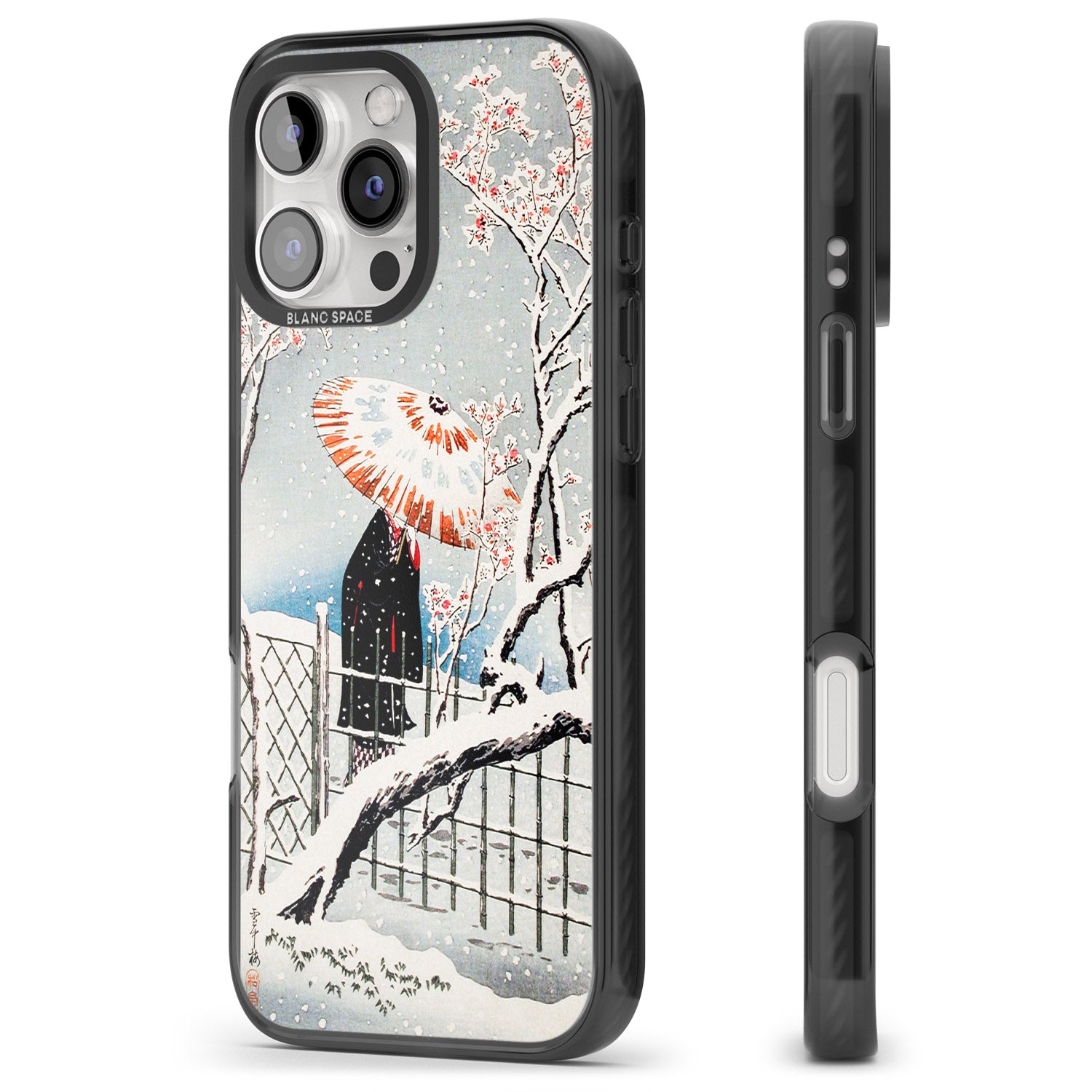 iPhone 16 Pro Max Plum Tree in Snow by Hiroaki Takahashi Black Impact Phone Case + Magsafe