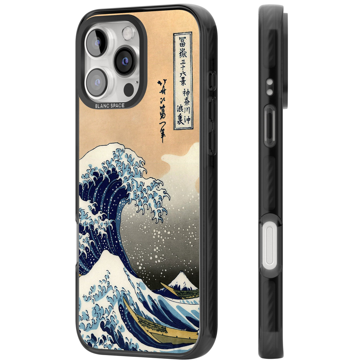 Great Wave iPhone 16 Pro / iPhone 16 Pro Max Impact Black Phone Case side