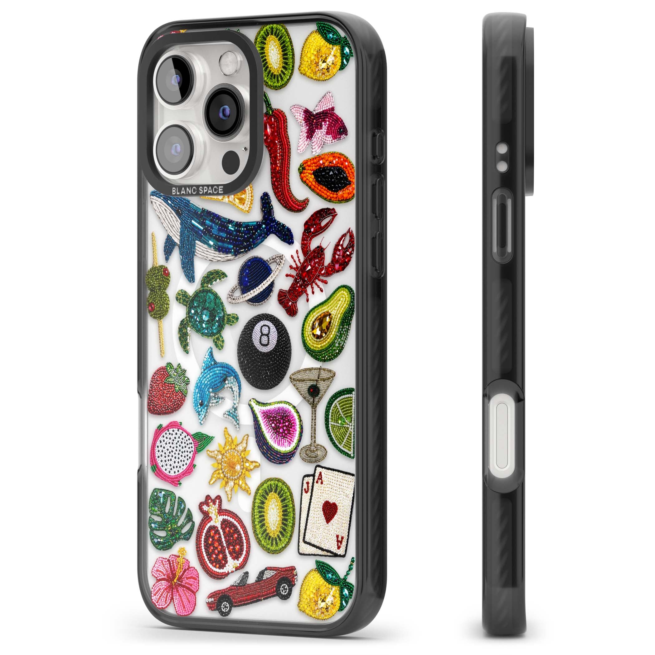 Beaded Mix cute iPhone case | Black Impact Magsafe case for iPhone 16 Pro, iPhone 16 Pro Max