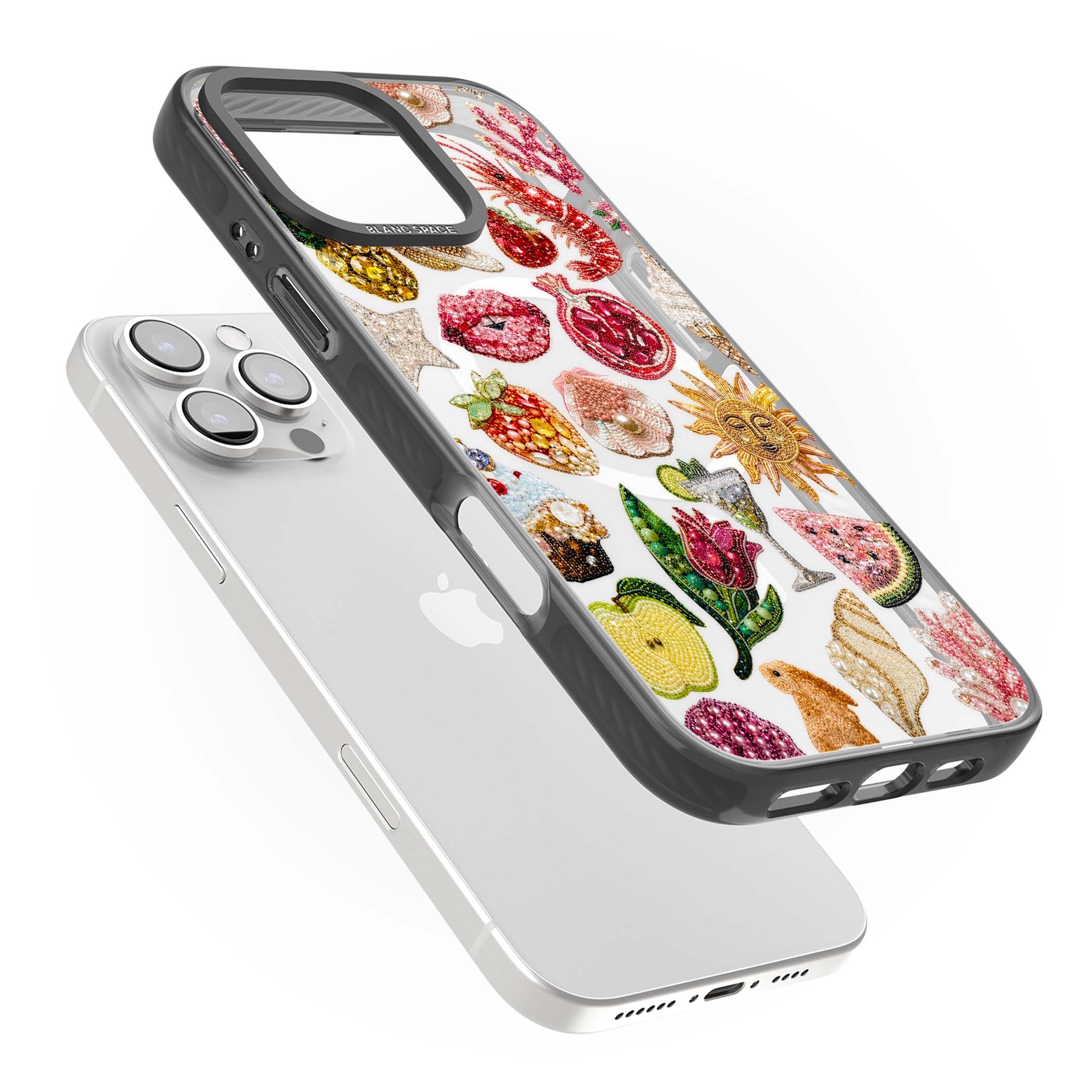Beaded Riviera coquette iPhone case | Black Impact Magsafe case for iPhone 16 Pro, iPhone 16 Pro Max