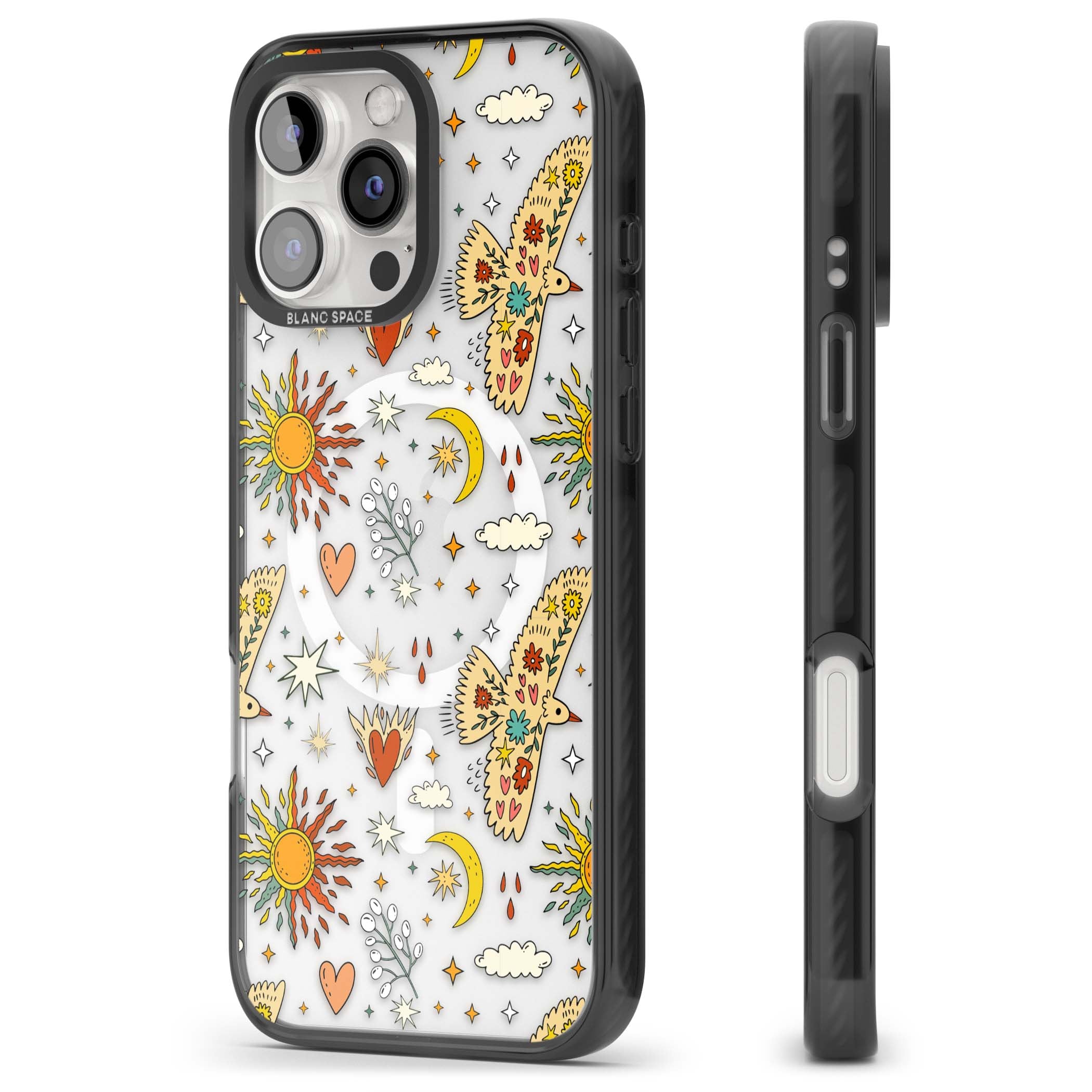 Elevate Your Phone'S Style With This Boho Celestial Sun & Eye Phone Case, Featuring A Mystical Blend Of Suns, All-Seeing Eyes, Butterflies, Stars, And