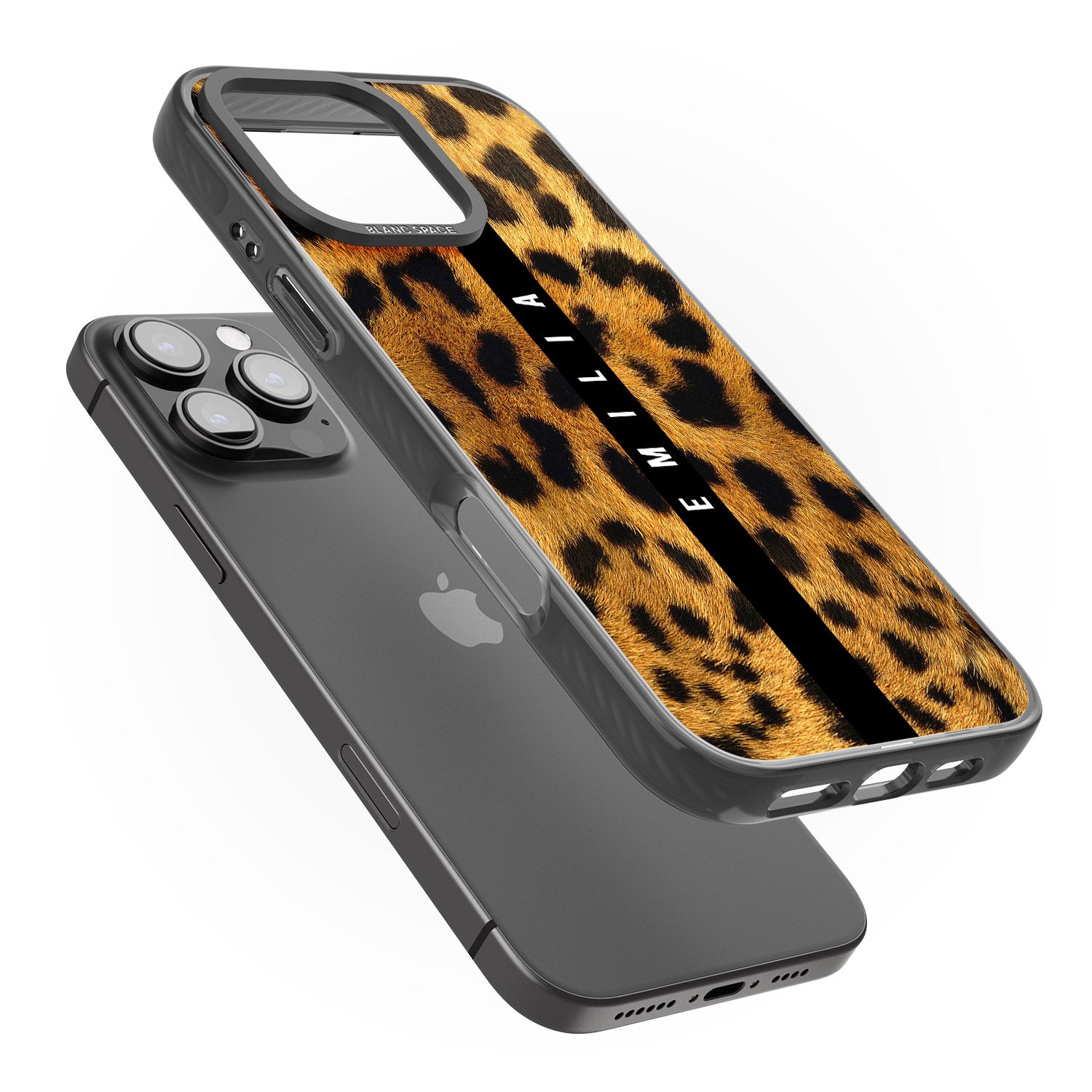 iPhone 16 Pro Max Personalised Leopard Print Black Impact Phone Case