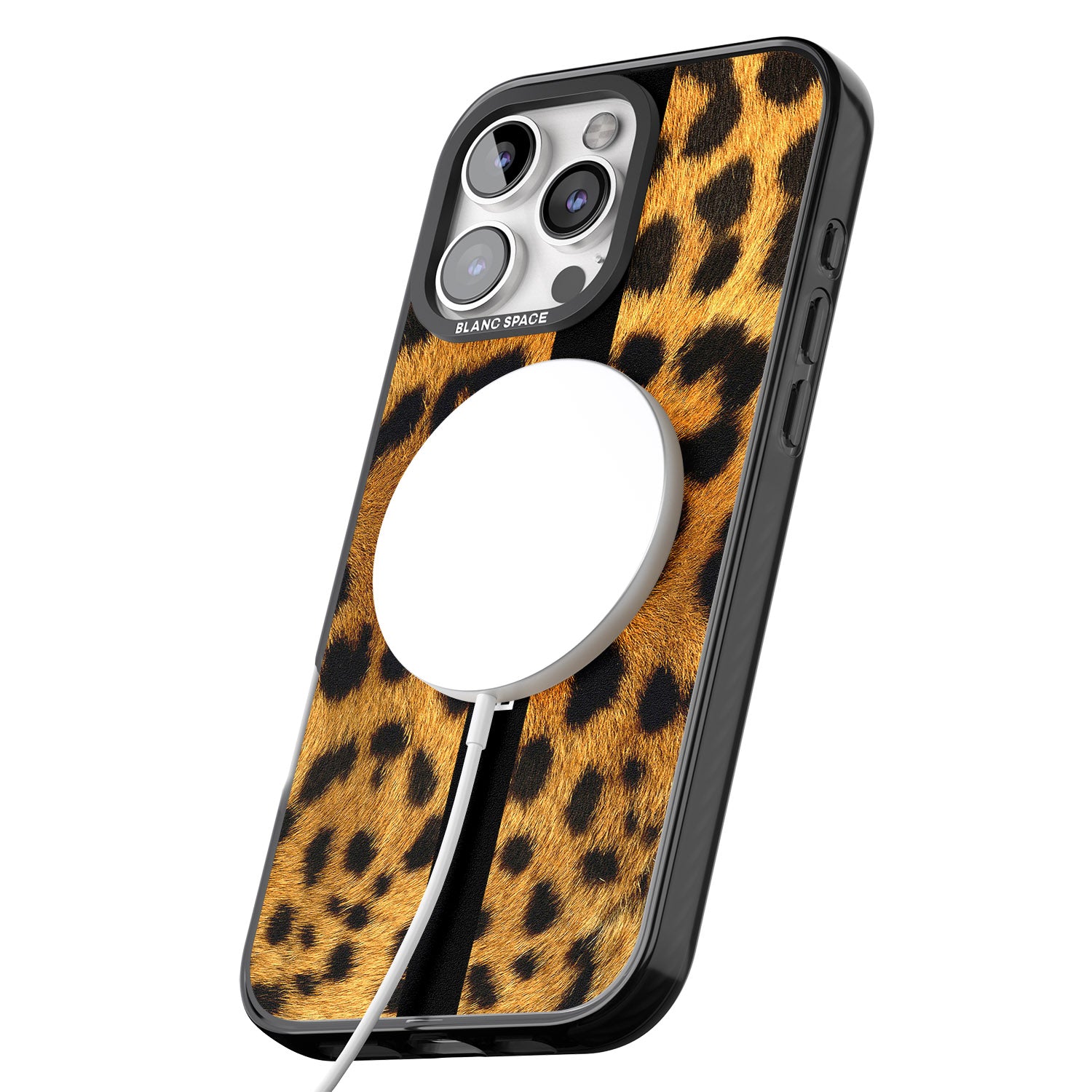 iPhone 16 Pro Max Personalised Leopard Print Black Impact Phone Case