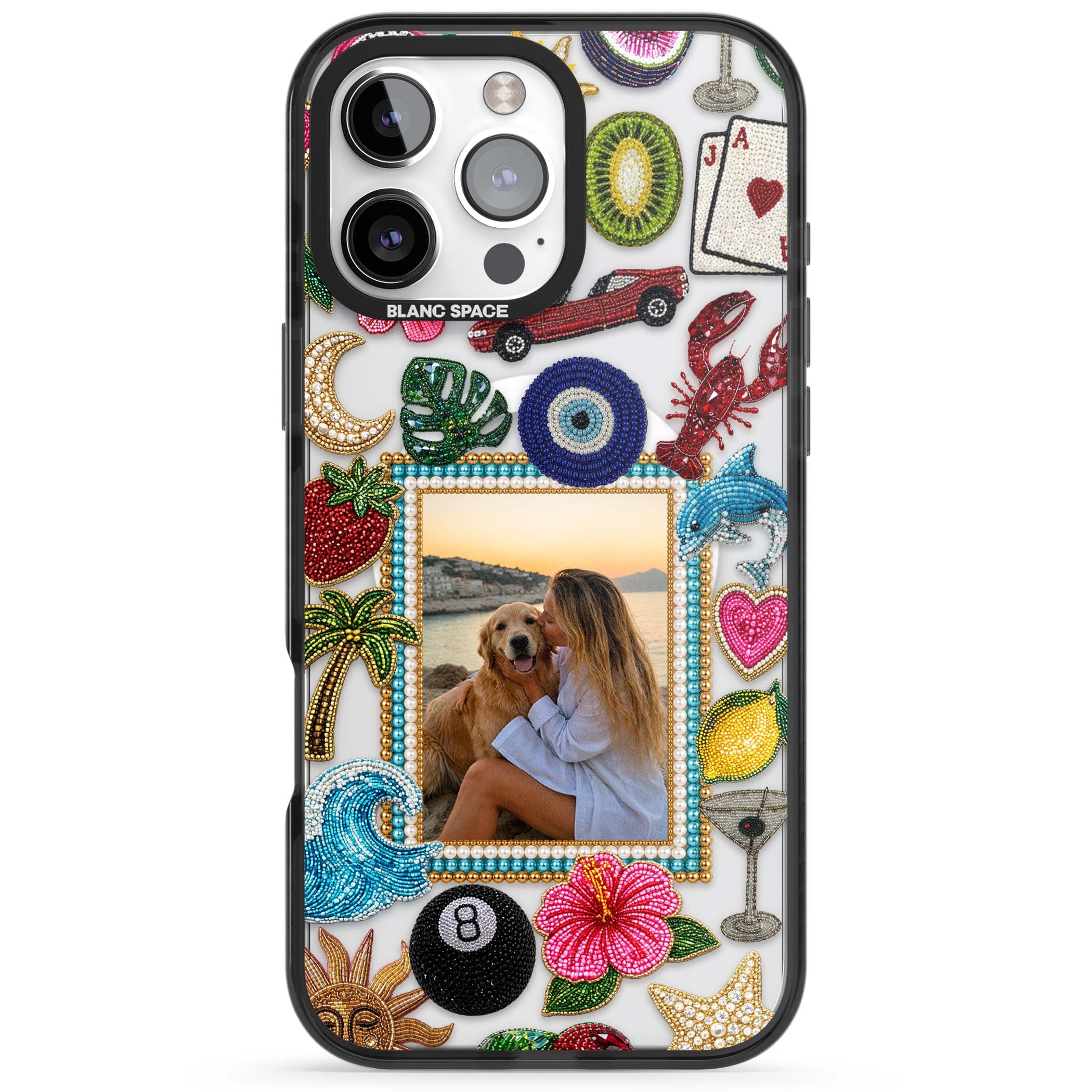 Beaded Photo coastal iPhone case | Black Impact Magsafe case for iPhone 16 Pro, iPhone 16 Pro Max