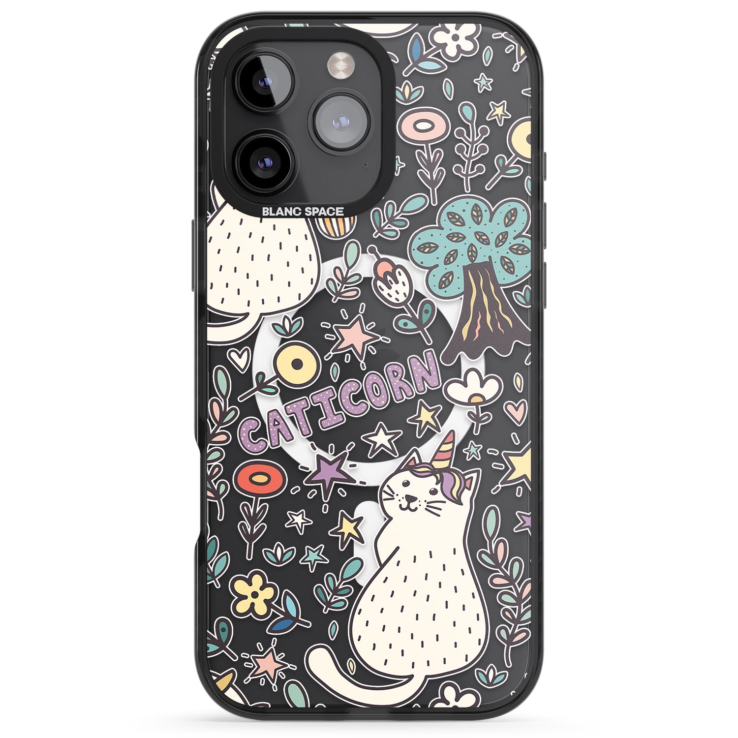 iPhone 16 Pro Max Caticorn pattern Black Impact Phone Case