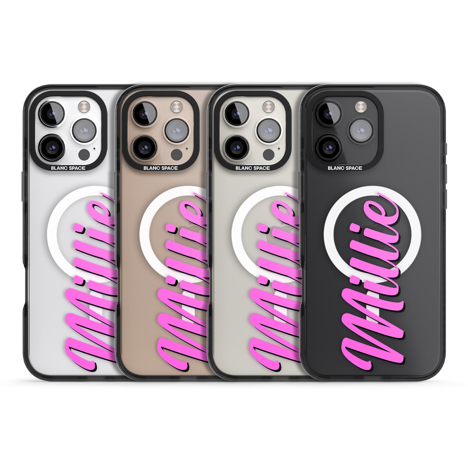 iPhone 16 Pro Max Personalised Clear Text 3C Black Impact Phone Case