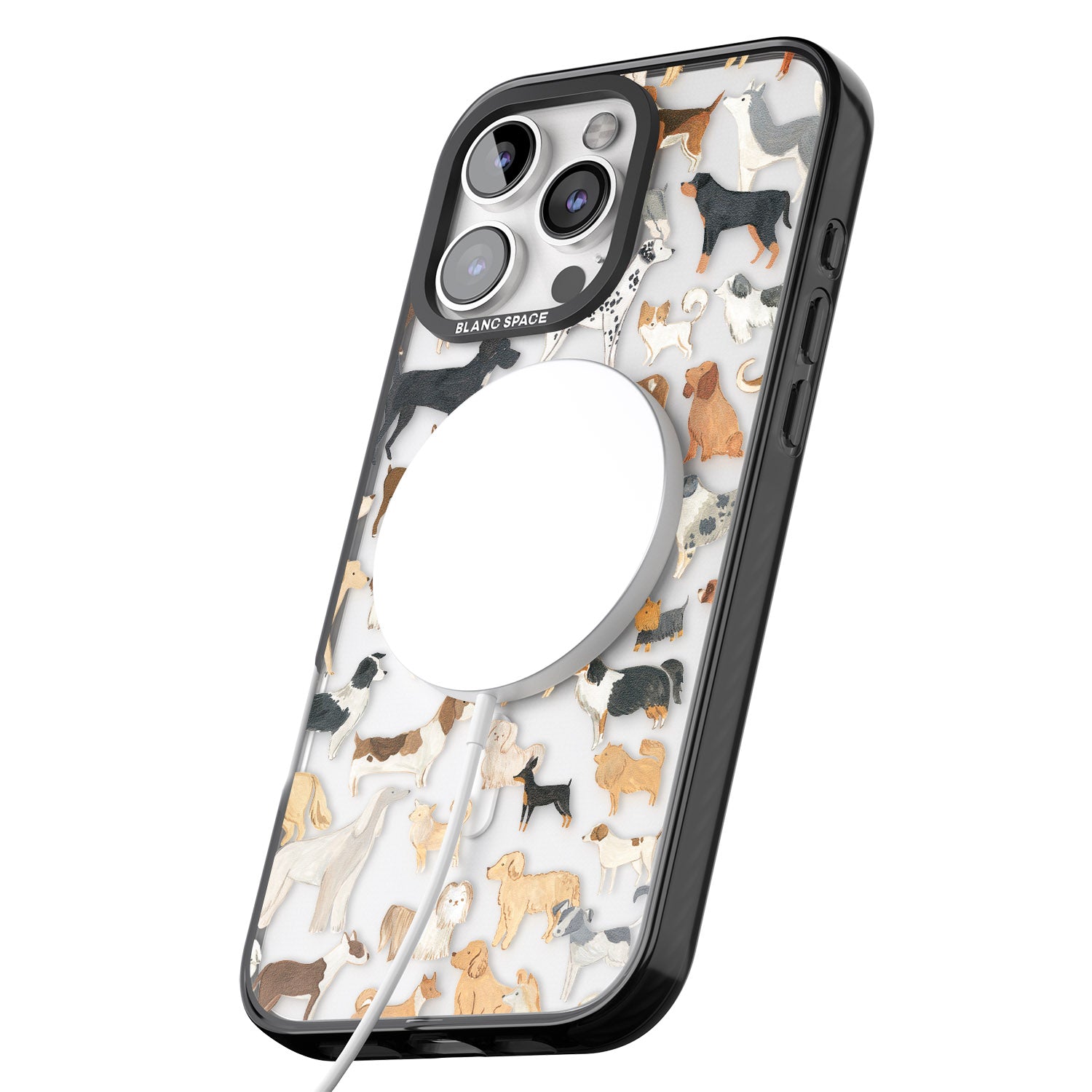 iPhone 16 Pro Max Hand Painted Dogs Black Impact Phone Case