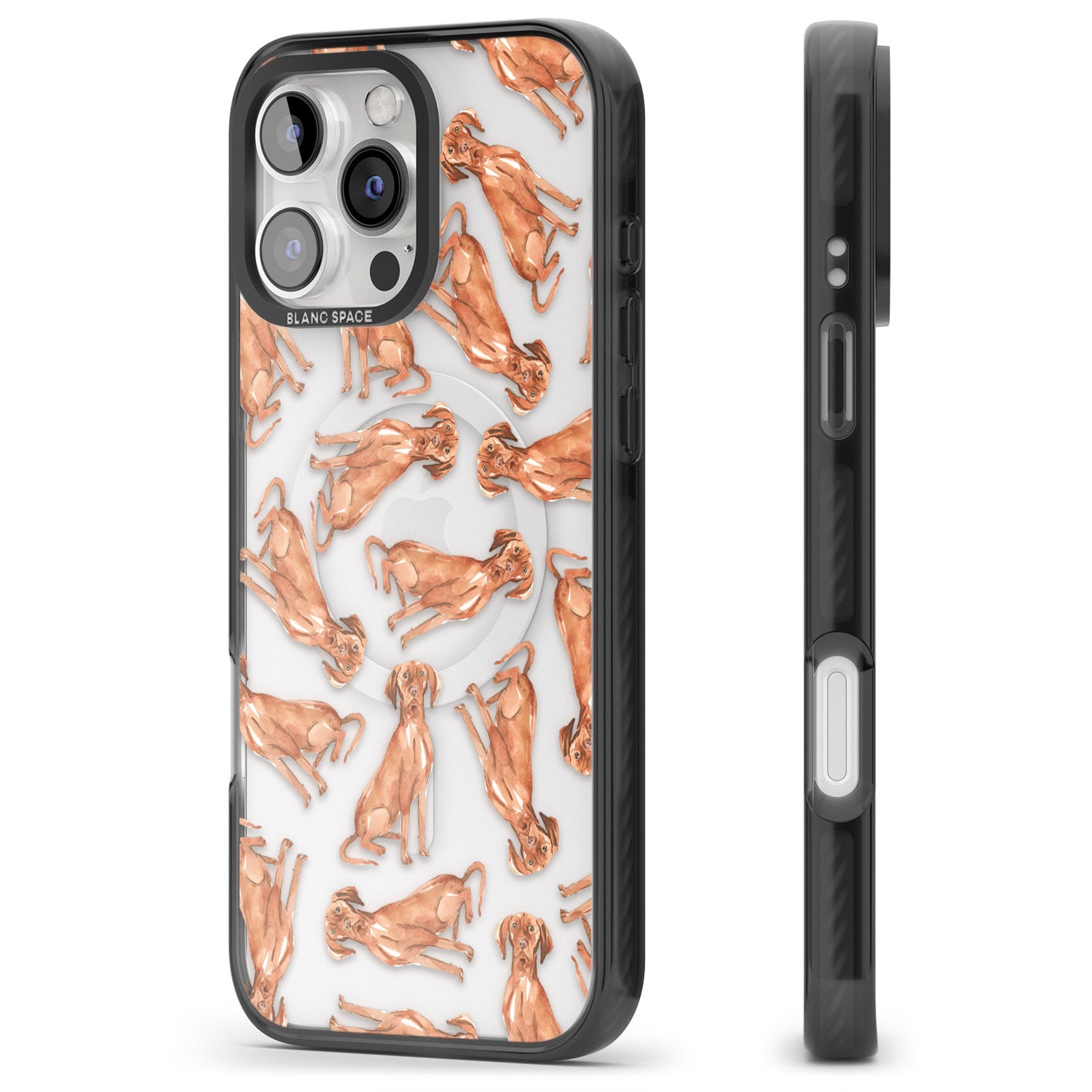 iPhone 16 Pro Max Hungarian Vizsla Watercolour Dog Pattern Black Impact Phone Case