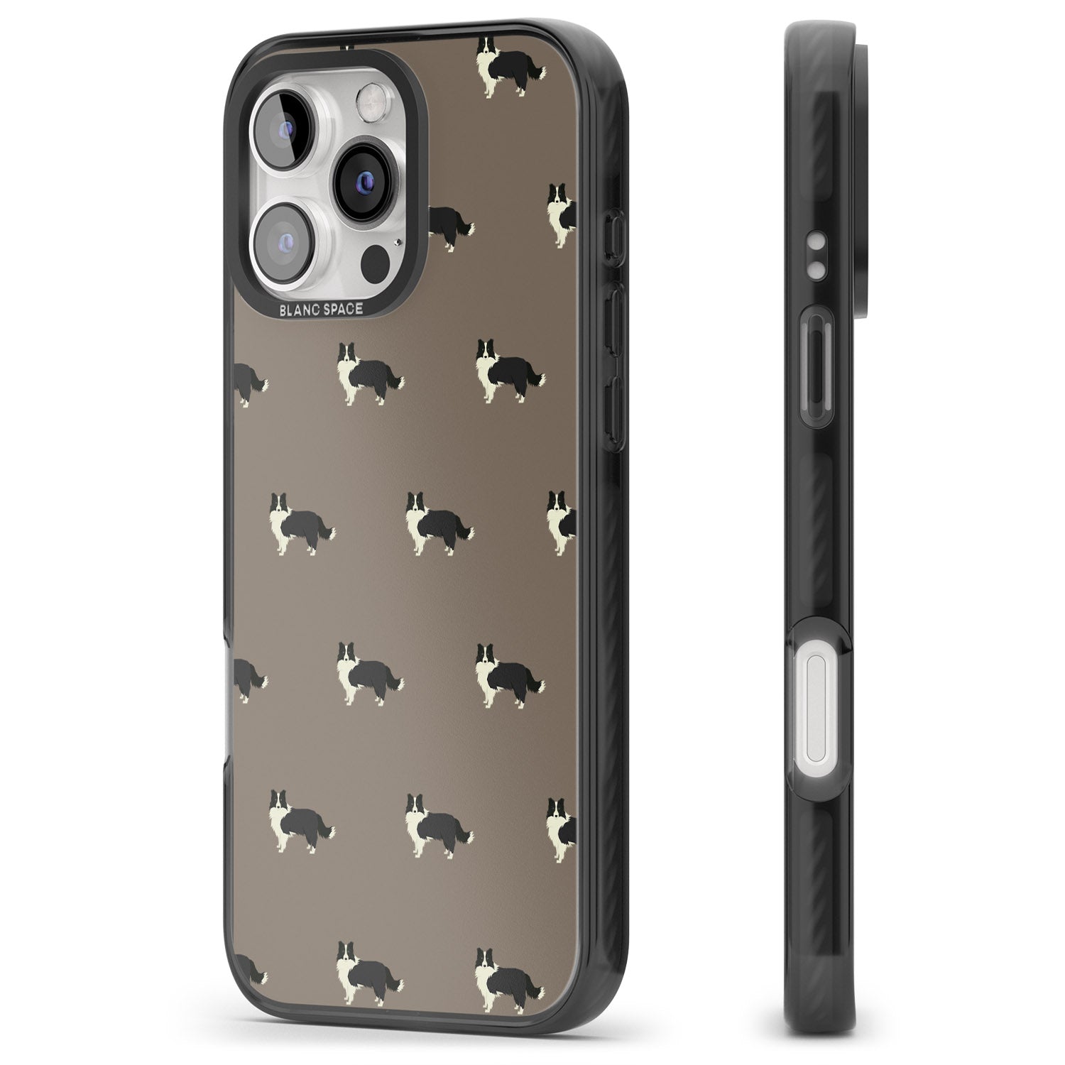 iPhone 16 Pro Max Border Collie Dog Pattern Black Impact Phone Case