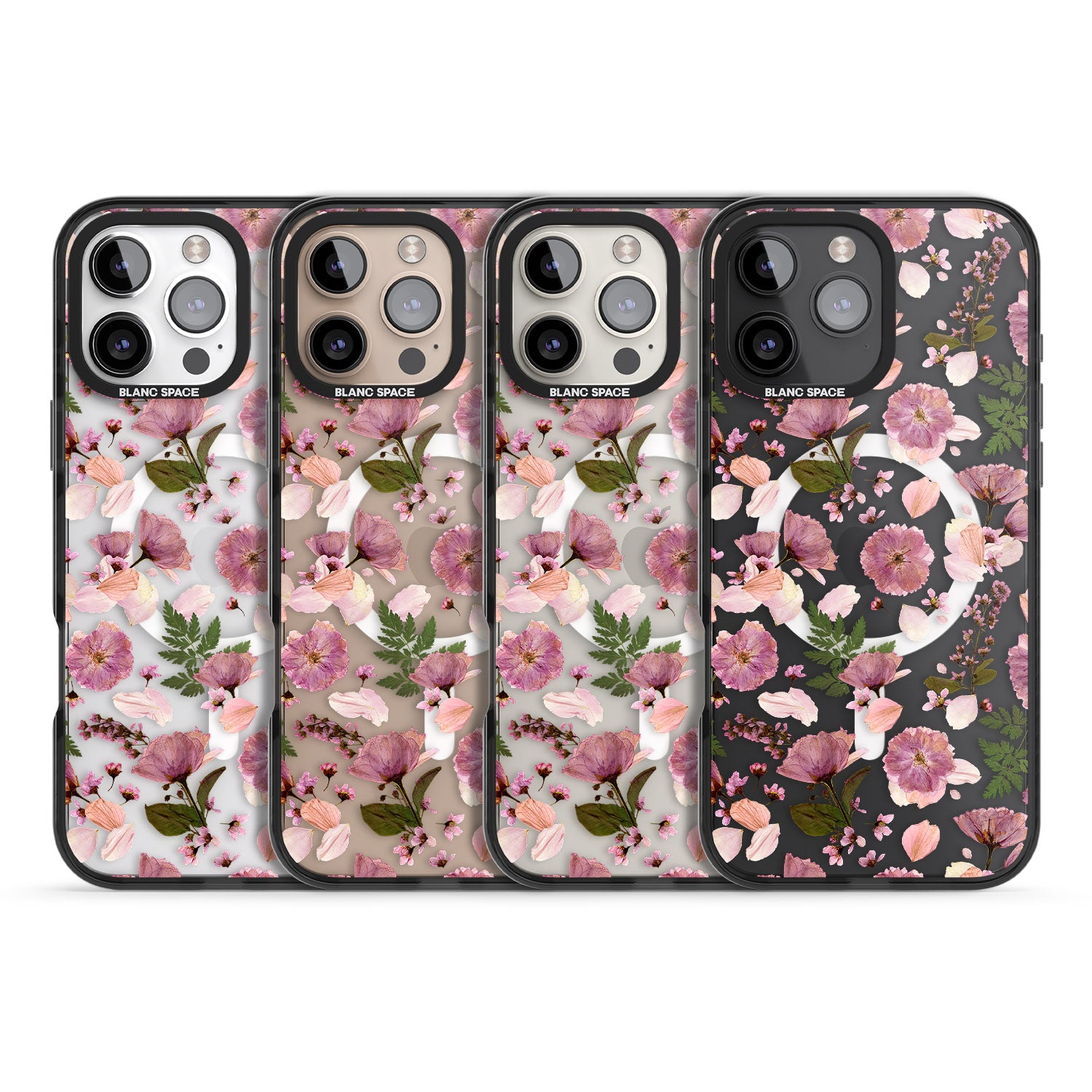 iPhone 16 Pro Max Floral Menagerie Transparent Design Black Impact Phone Case