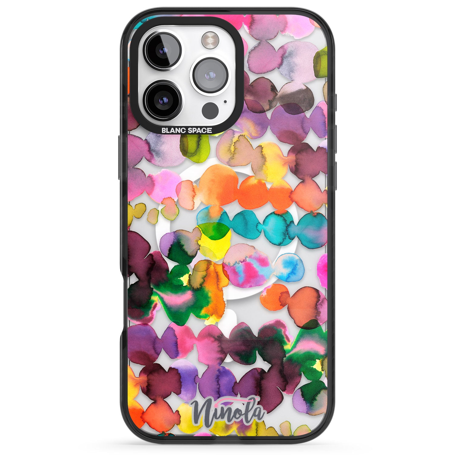 iPhone 16 Pro Max Ink Bleeding Dots Black Impact Phone Case