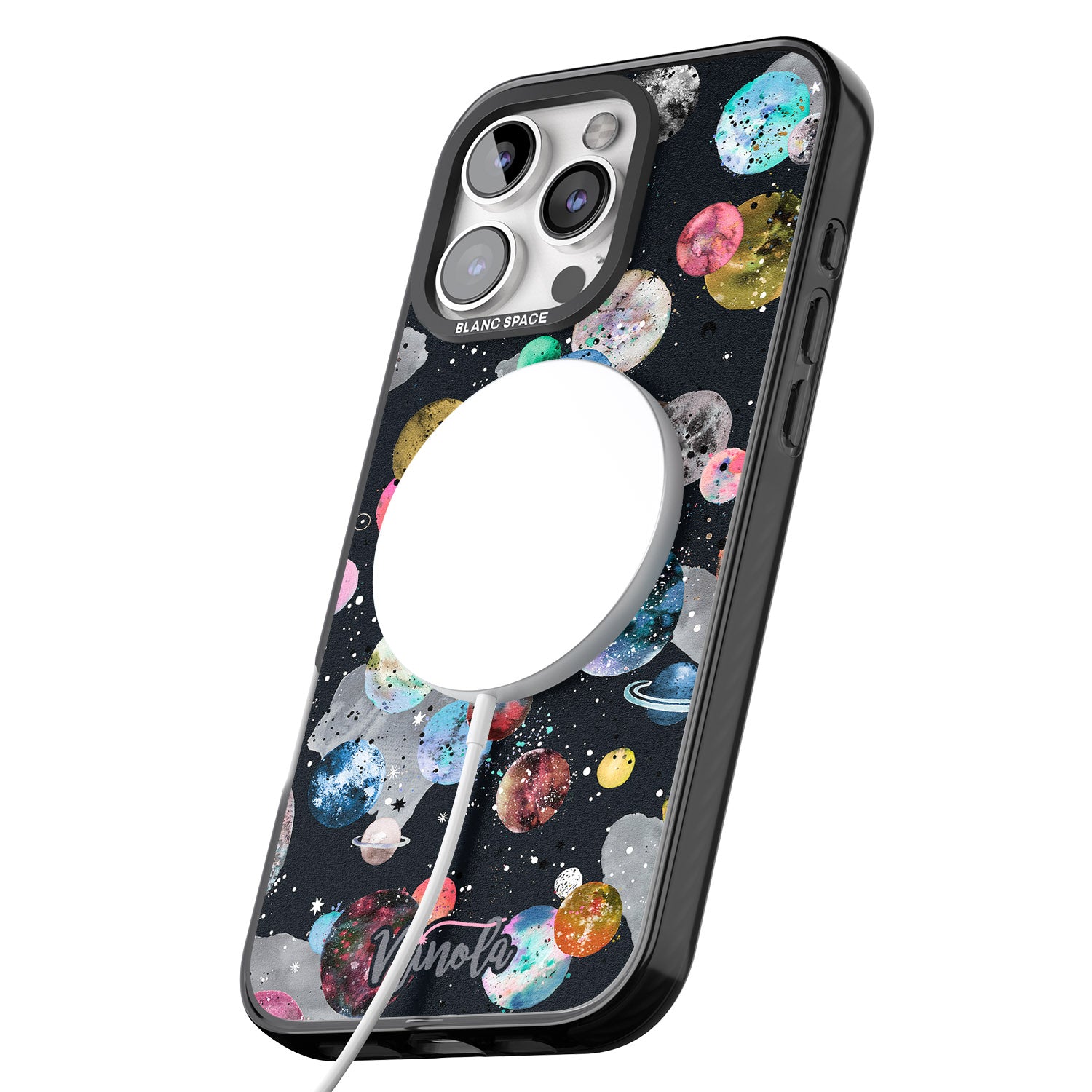 iPhone 16 Pro Max Space Planets Black Impact Phone Case