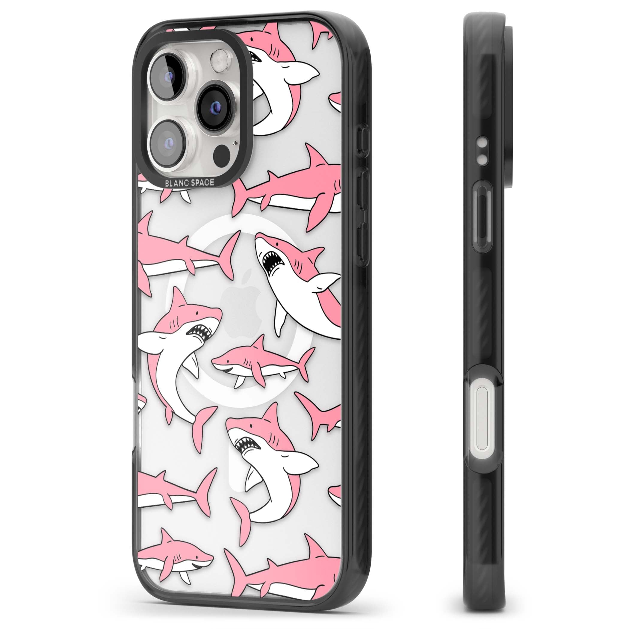 Bubblegum Sharks for her iPhone case | Black Impact Magsafe case for iPhone 16 Pro, iPhone 16 Pro Max