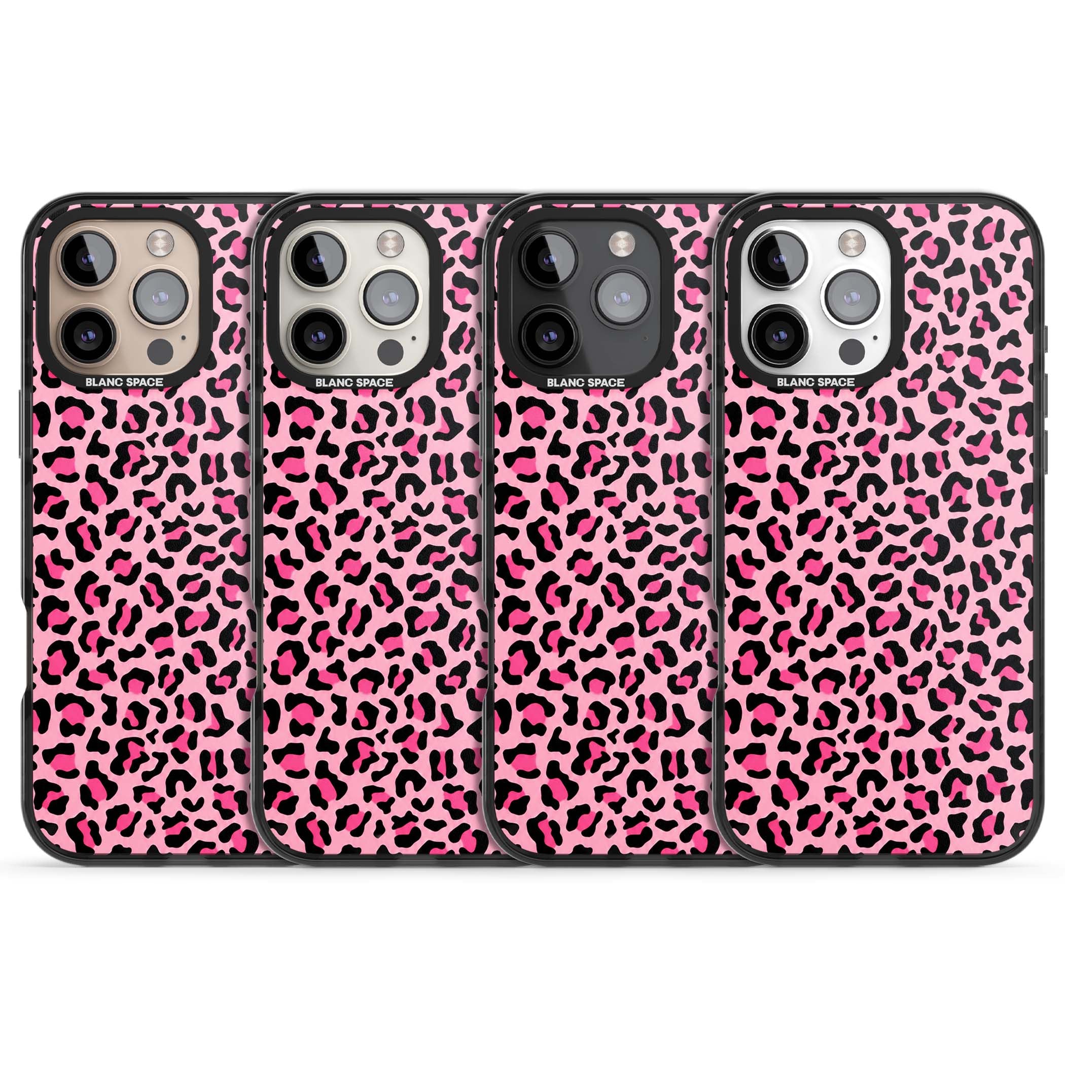 Pink Leopard baddie iPhone case | Black Impact Magsafe case for iPhone 16 Pro, iPhone 16 Pro Max