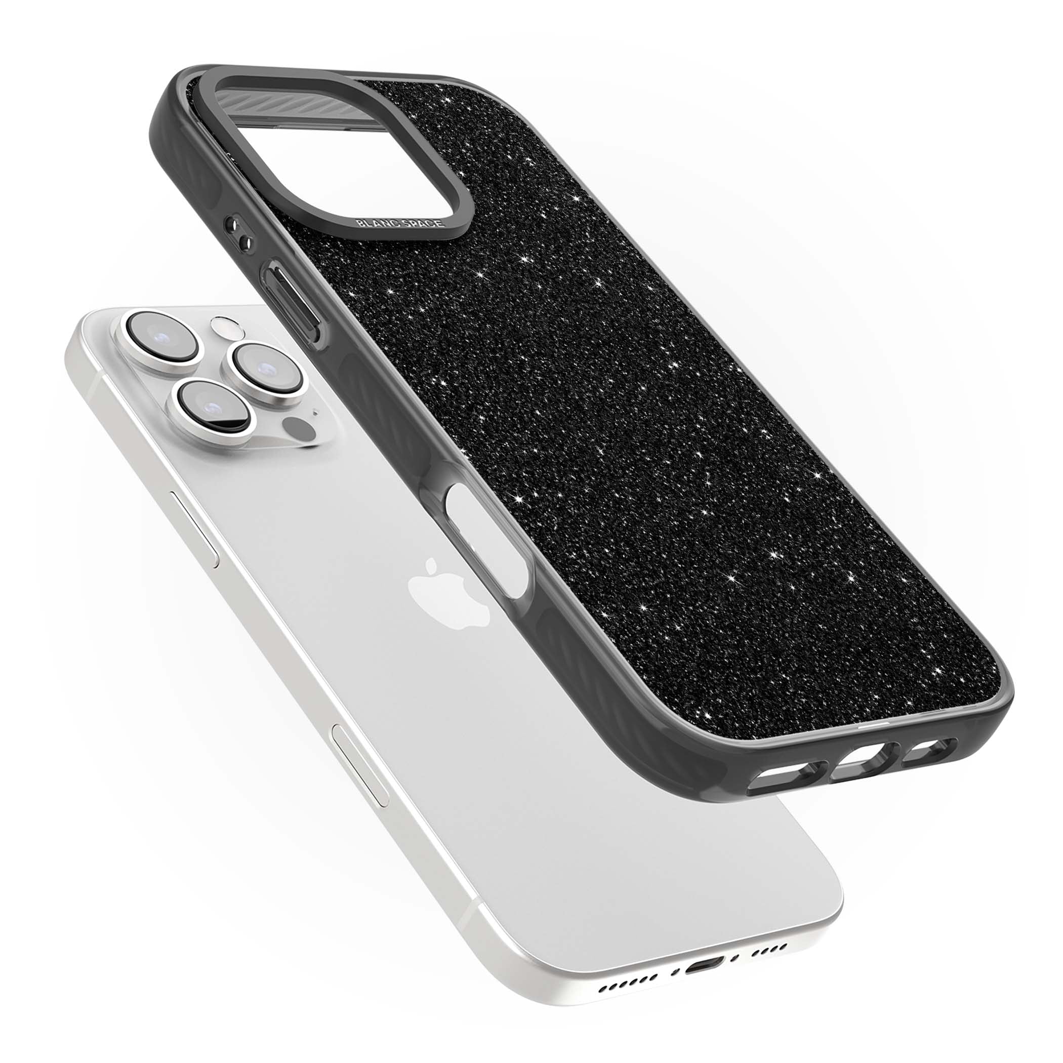 Black Glitter black glitter iPhone case featuring an all-over sparkly shimmer pattern on a jet black base | Black Impact Magsafe case for iPhone 16 Pro, iPhone 16 Pro Max