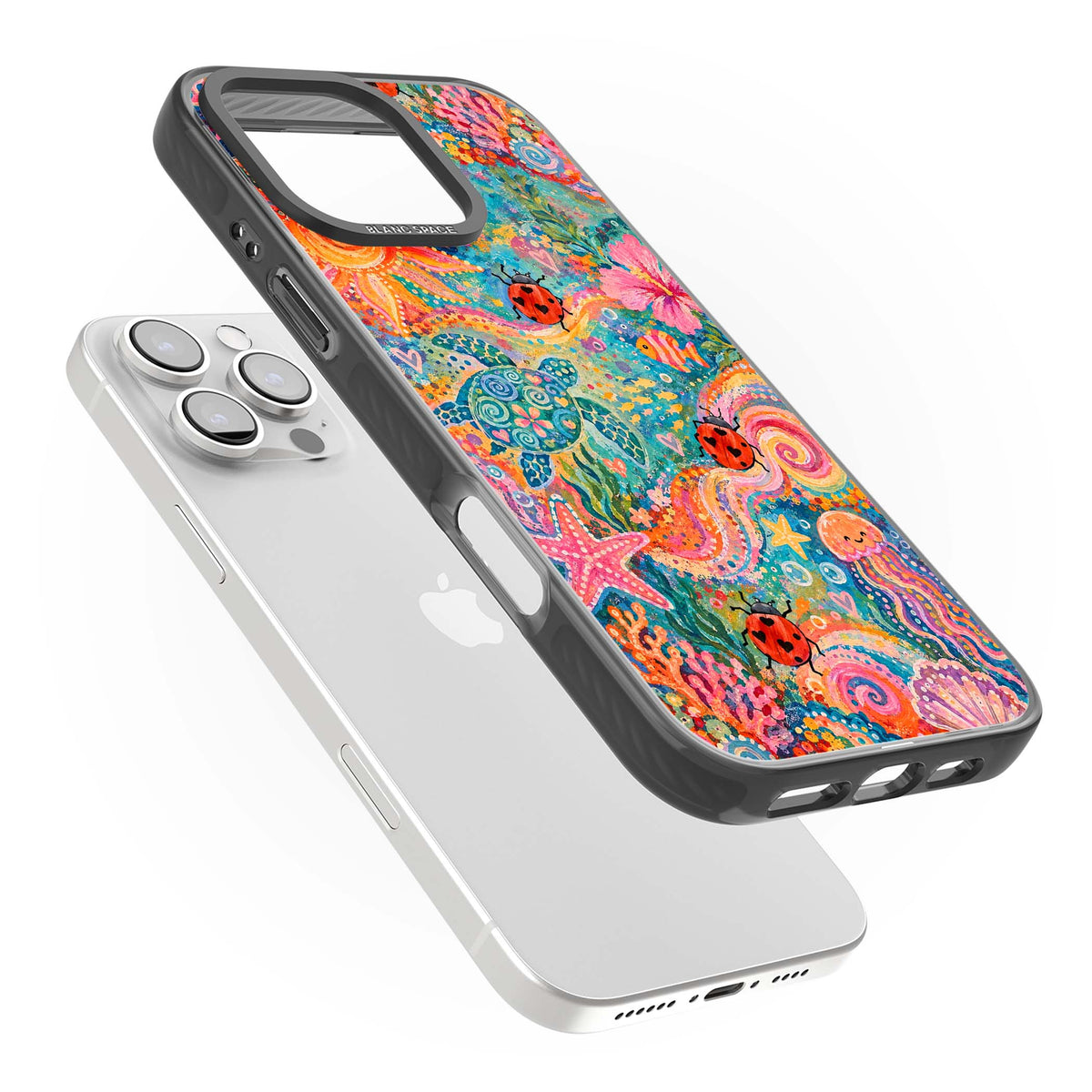 Coral Whimsy for her iPhone case | Black Impact Magsafe case for iPhone 16 Pro, iPhone 16 Pro Max