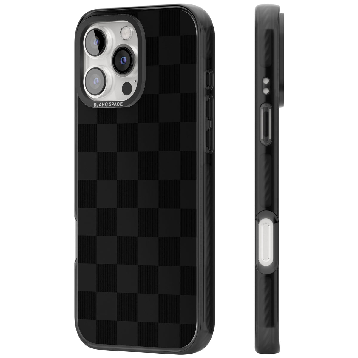 Black Checkered iPhone 16 Pro / iPhone 16 Pro Max Impact Black Phone Case side