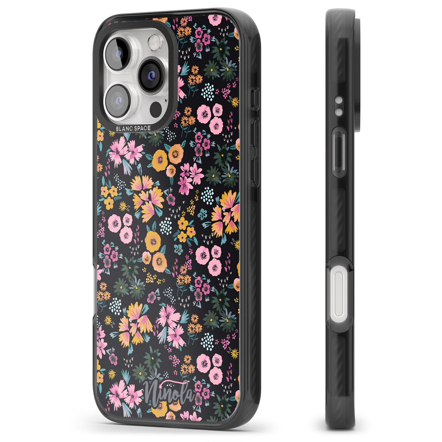 iPhone 16 Pro Max Little Flowers Black Impact Phone Case