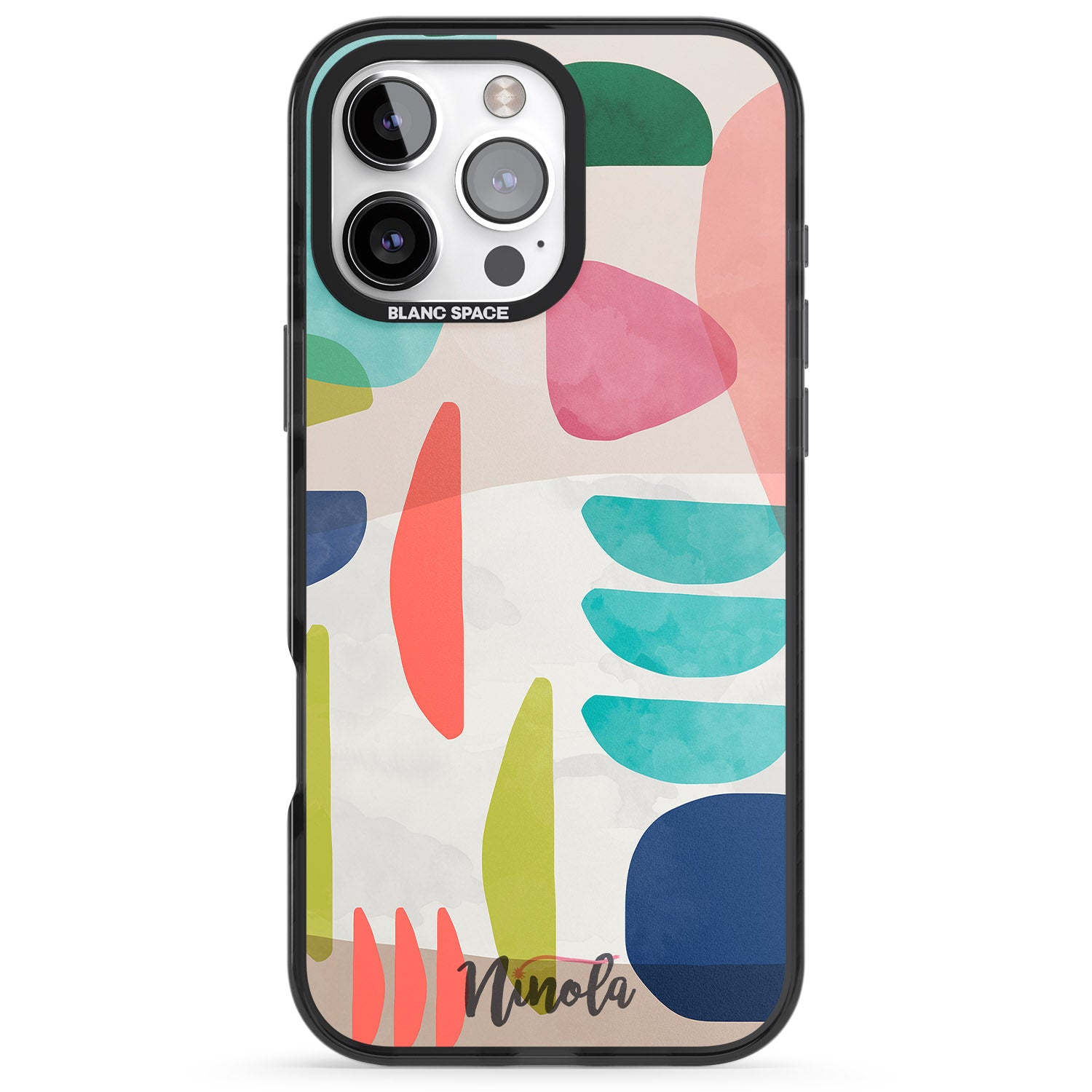 iPhone 16 Pro Max Organic Bold Shapes Black Impact Phone Case