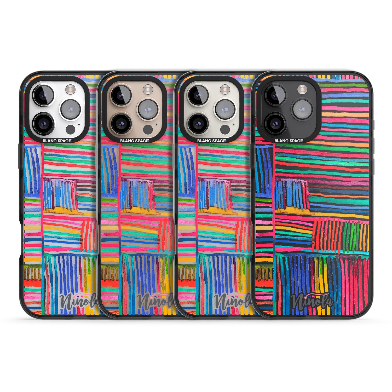 iPhone 16 Pro Max Watercolor Relaxing Lines Black Impact Phone Case