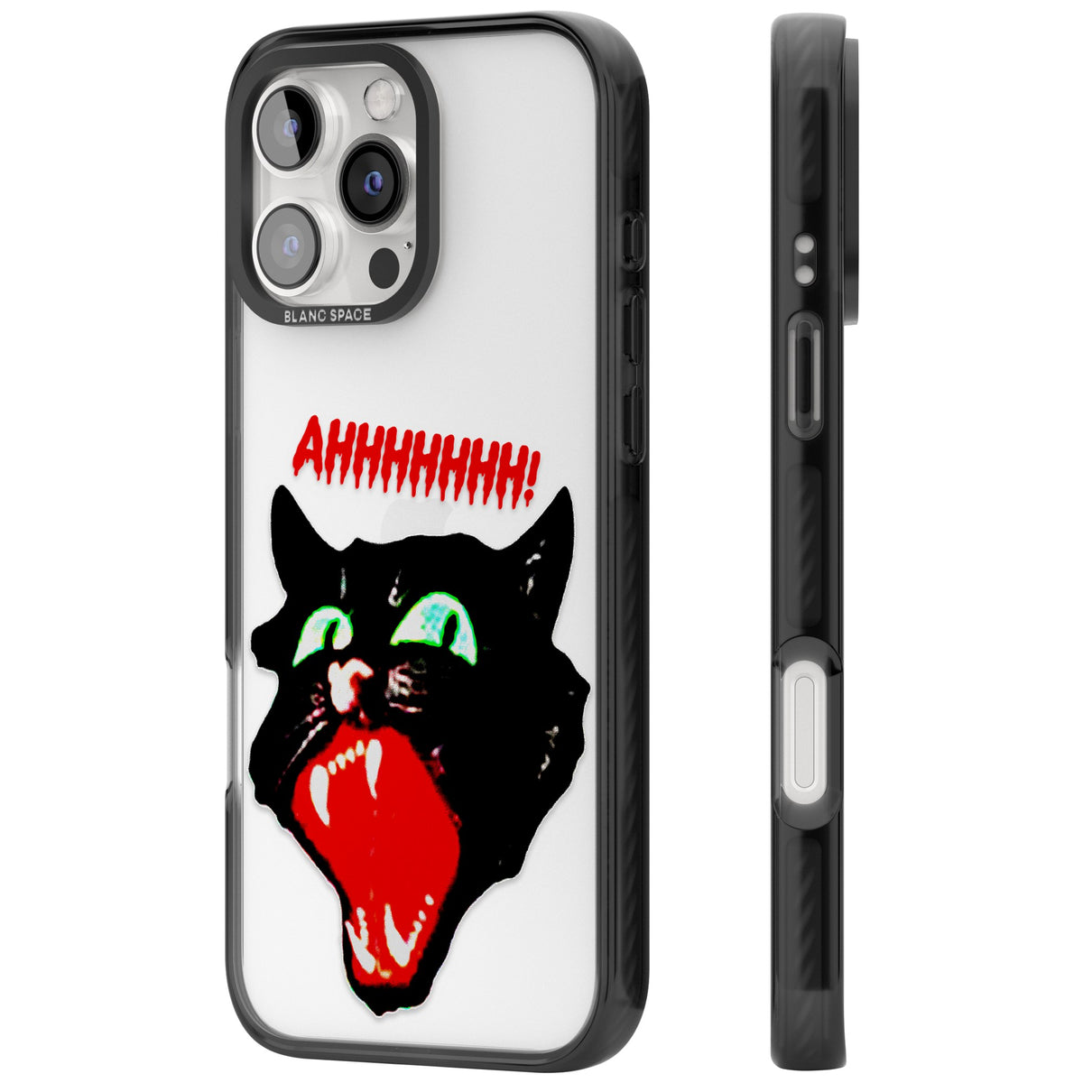 AHH! Cat iPhone 16 Pro / iPhone 16 Pro Max Impact Black Phone Case side